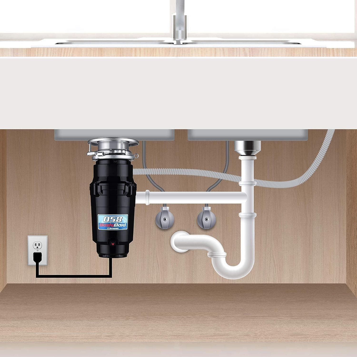 Waste Maid 10-US-WM-058-3B Garbage Disposal Anti-Jam Stainless Steel Food Waste Grinding System, 1/2 HP Economy, Black 1/2 HP Economy Grinding System - Image 8