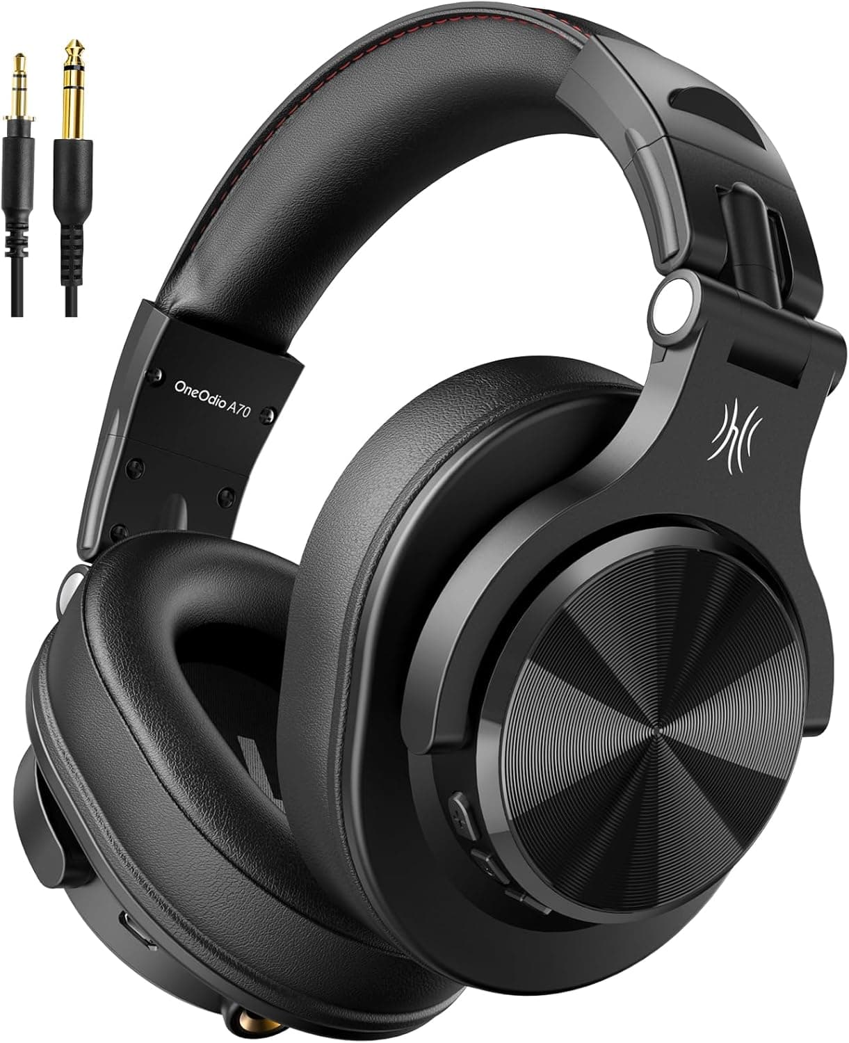 OneOdio A70 Bluetooth Over Ear Headphones, Wireless Headphones with 72H Playtime, Hi-Res, Built-in Mic, 3.5mm/6.35mm Wired Audio Jack for Studio Monitor & Mixing DJ Guitar AMP, Computer PC Gaming Black - Image 2