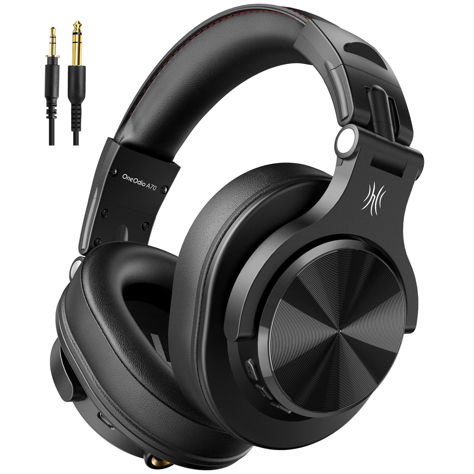 OneOdio A70 Bluetooth Over Ear Headphones, Wireless Headphones with 72H Playtime, Hi-Res, Built-in Mic, 3.5mm/6.35mm Wired Audio Jack for Studio Monitor & Mixing DJ Guitar AMP, Computer PC Gaming Black
