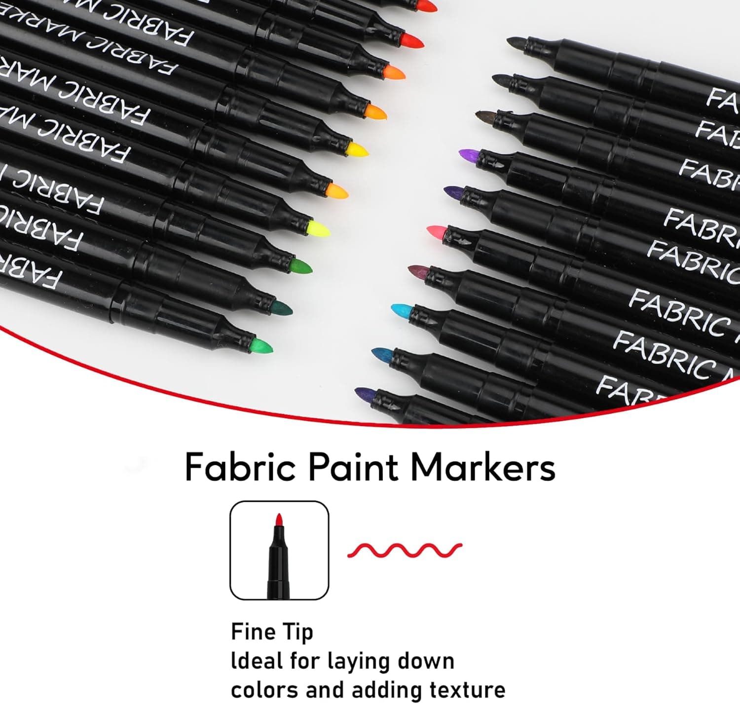 Fabric Markers Permanent for Clothes, 20 Colors Fine Tips Paint Pens for Clothing Canvas Tote Bags T-Shirt and Shoes, Non Toxic Ink for Kids and Adults - Image 3
