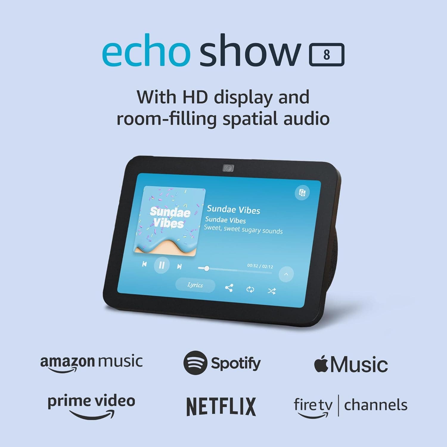 Amazon Echo Show 8, With Spatial Audio, Smart Home Hub, ideal for open living spaces, includes Alexa, Charcoal Charcoal Device only - Image 2