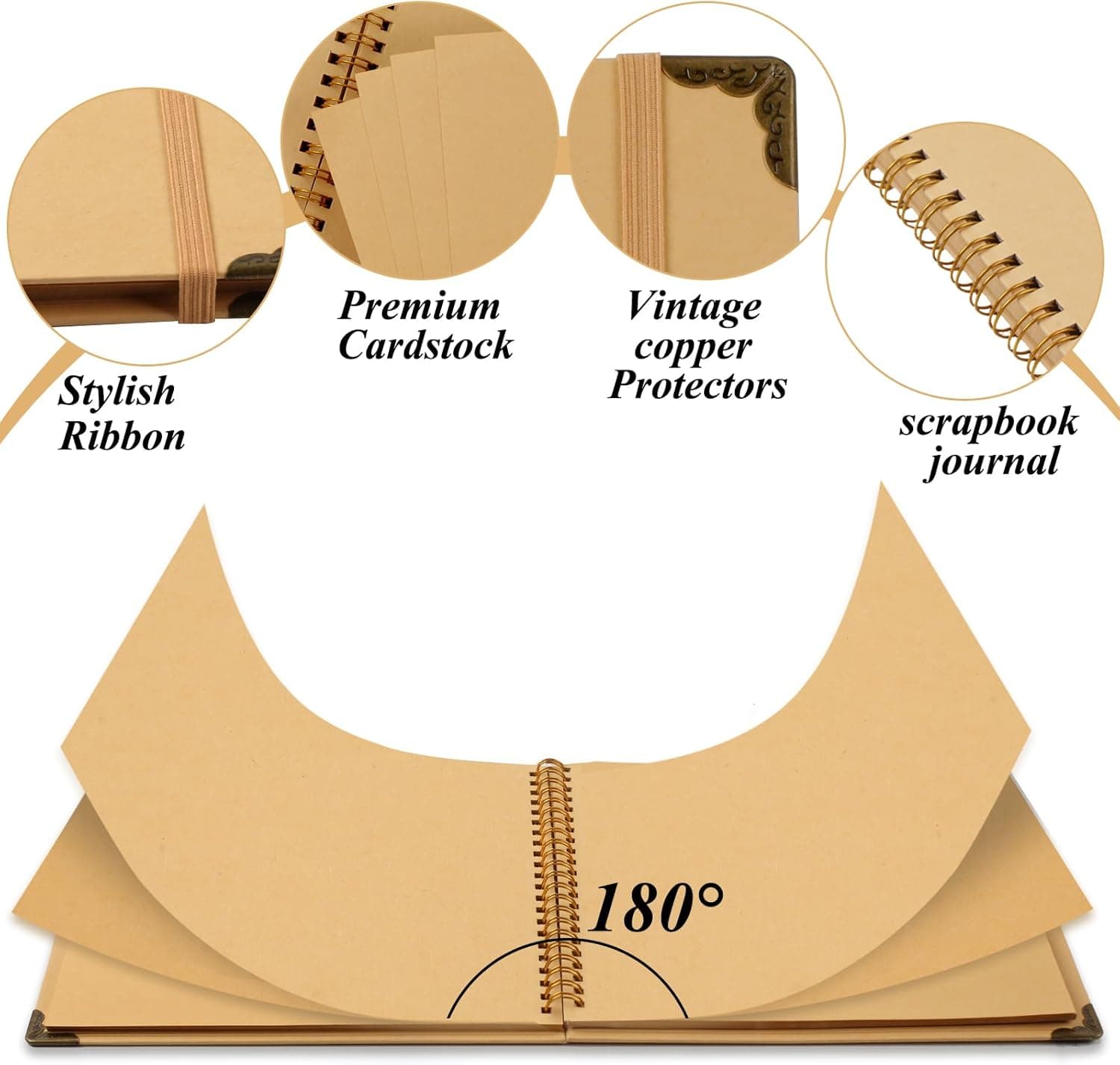 Joyberg Scrapbook 80 Pages, Scrapbooking Supplies 8 x 8 In, Scrapbook Album Suitable for Album Memory Book Wedding, Anniversary Family, DIY Craft Projects (Brown) 8 x 8 Inch Brown - Image 5