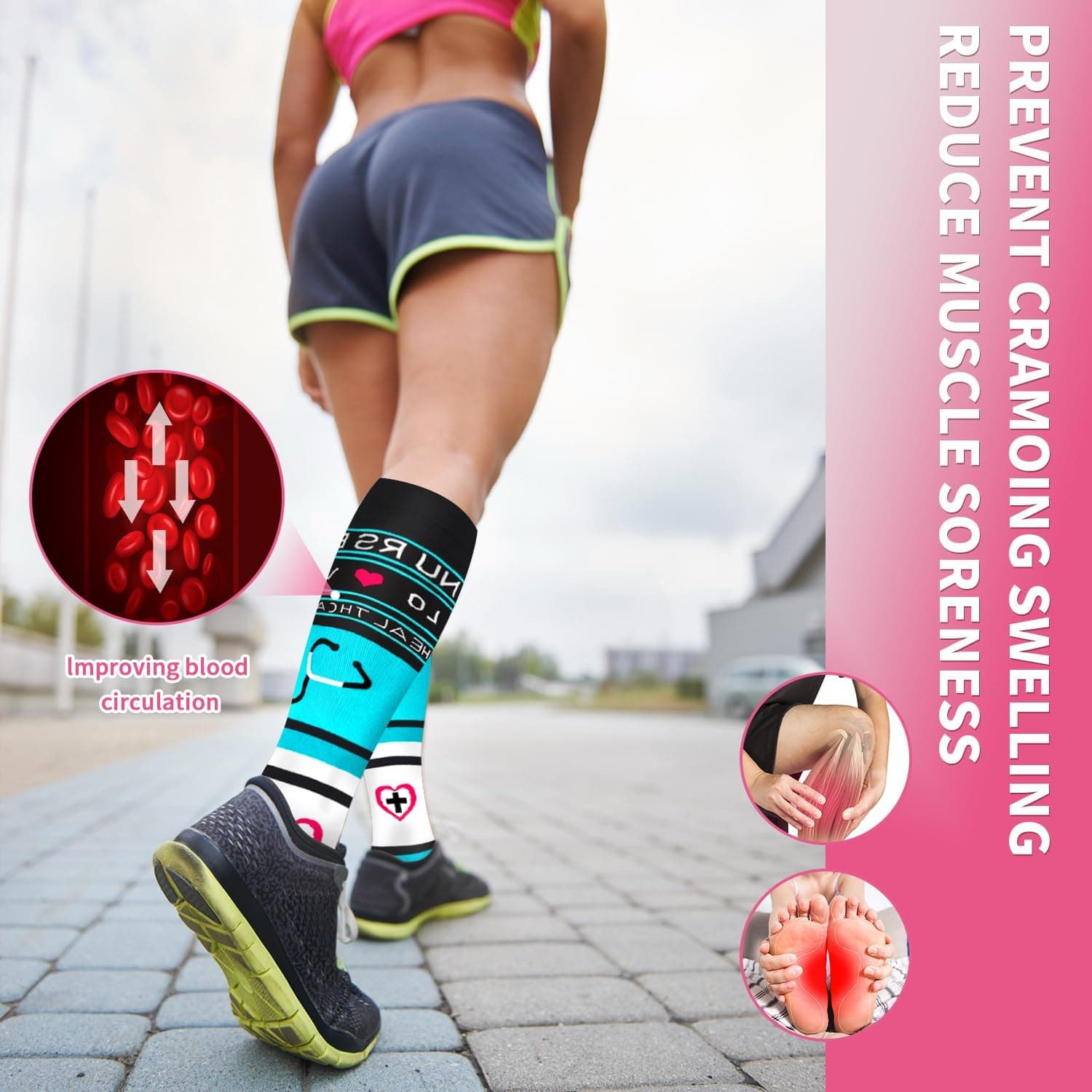 Sooverki Compression Socks for Women & Men 6 Pairs is Best Leg Warmers Knee High Stockings for Cycling Circulation Work Nurses Essentials Pregnancy Nursing Gifts at Amazon Women’s Clothing store - Image 7
