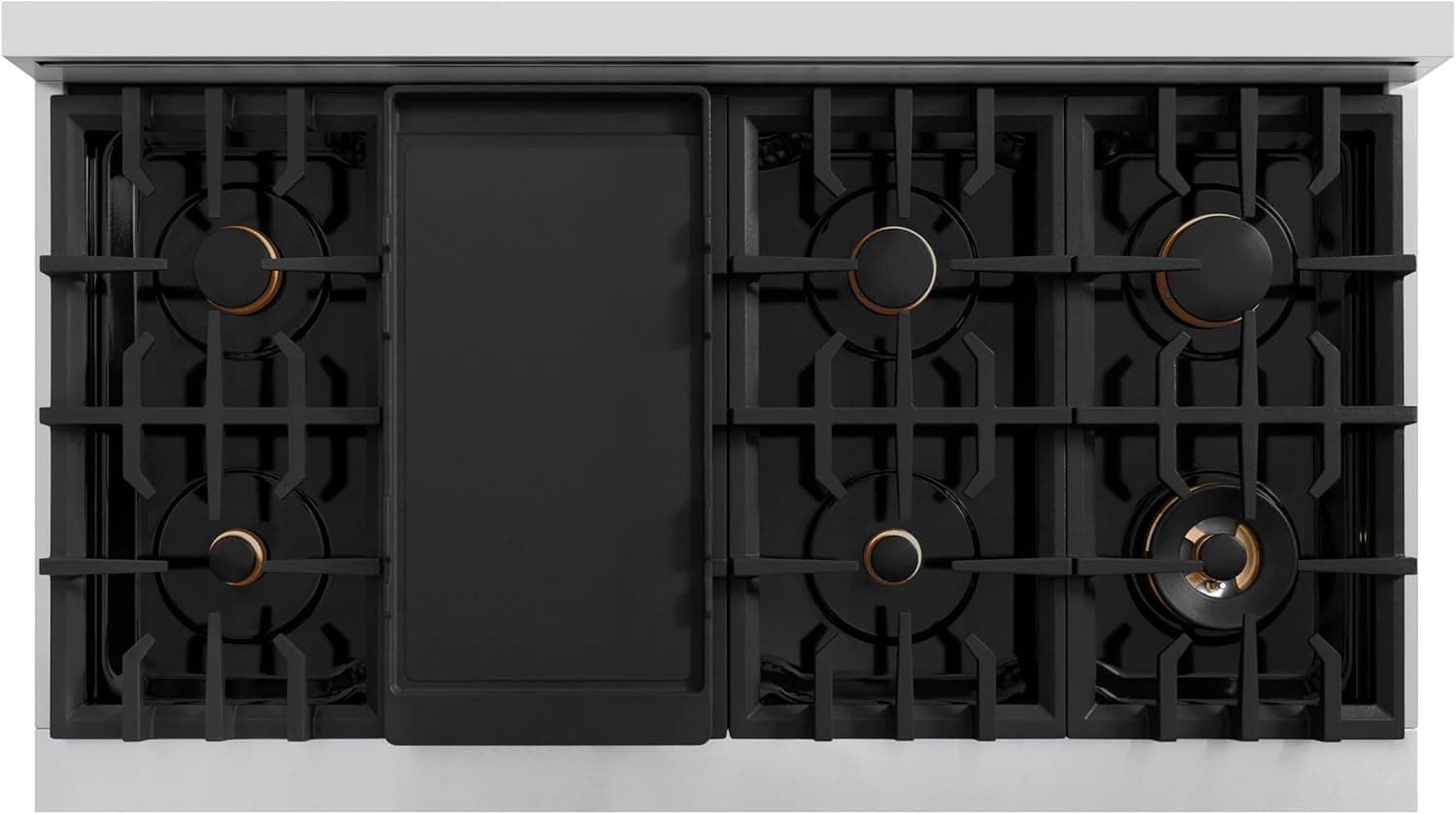 ZLINE Autograph Edition 48 in. 6.7 cu. ft. Classic Double Oven Dual Fuel Range with 8 Burner Gas Cooktop in Stainless Steel with White Matte Doors and Champagne Bronze Accents (CDRZ-WM-48-CB) - Image 4