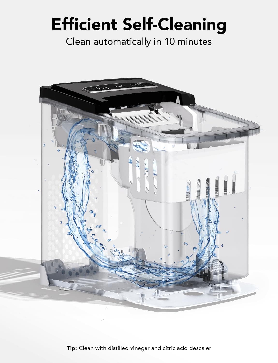 GoveeLife Smart Countertop Ice Makers, Portable Ice Maker Machine with Self-Cleaning, 6 Mins 9 Bullet Ice, 26lbs/24Hrs, Voice Remote for Home Kitchen Party Camping, with Ice Scoop Stainless Silver - Image 7