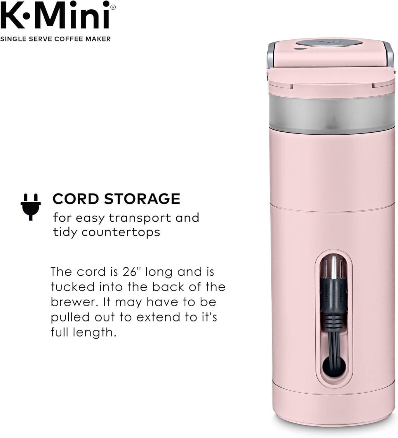 Keurig K-Mini Single Serve K-Cup Pod Coffee Maker, 6 to 12oz Brew size, with Cord Storage, Perfect for Small Spaces, Dusty Rose - Image 6