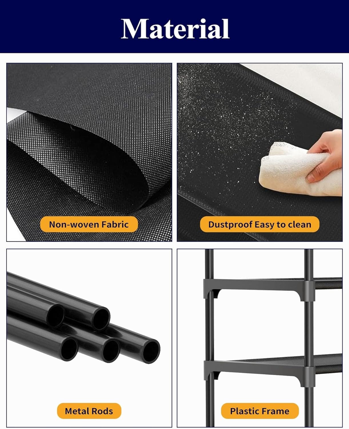 Kitsure Shoe Rack for Closet - 10-Tier Shoe Organizer with Hook Rack, Large-Capacity & Space-Saving Shoe Shelf for Entryway, Bedroom, Living Room,32.2" x 11.8" x 68.5", Black Black 32.2" x 11.8" x 68.5" - Image 5