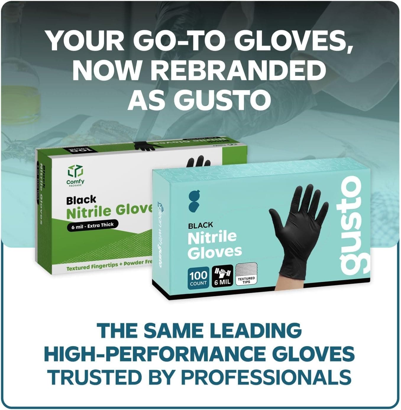 Comfy Package Black Nitrile HEAVY DUTY 6 Mil. Chemical Resistance, Latex & Powder Free, Textured Fingertips Disposable Gloves 100 Large - Image 2