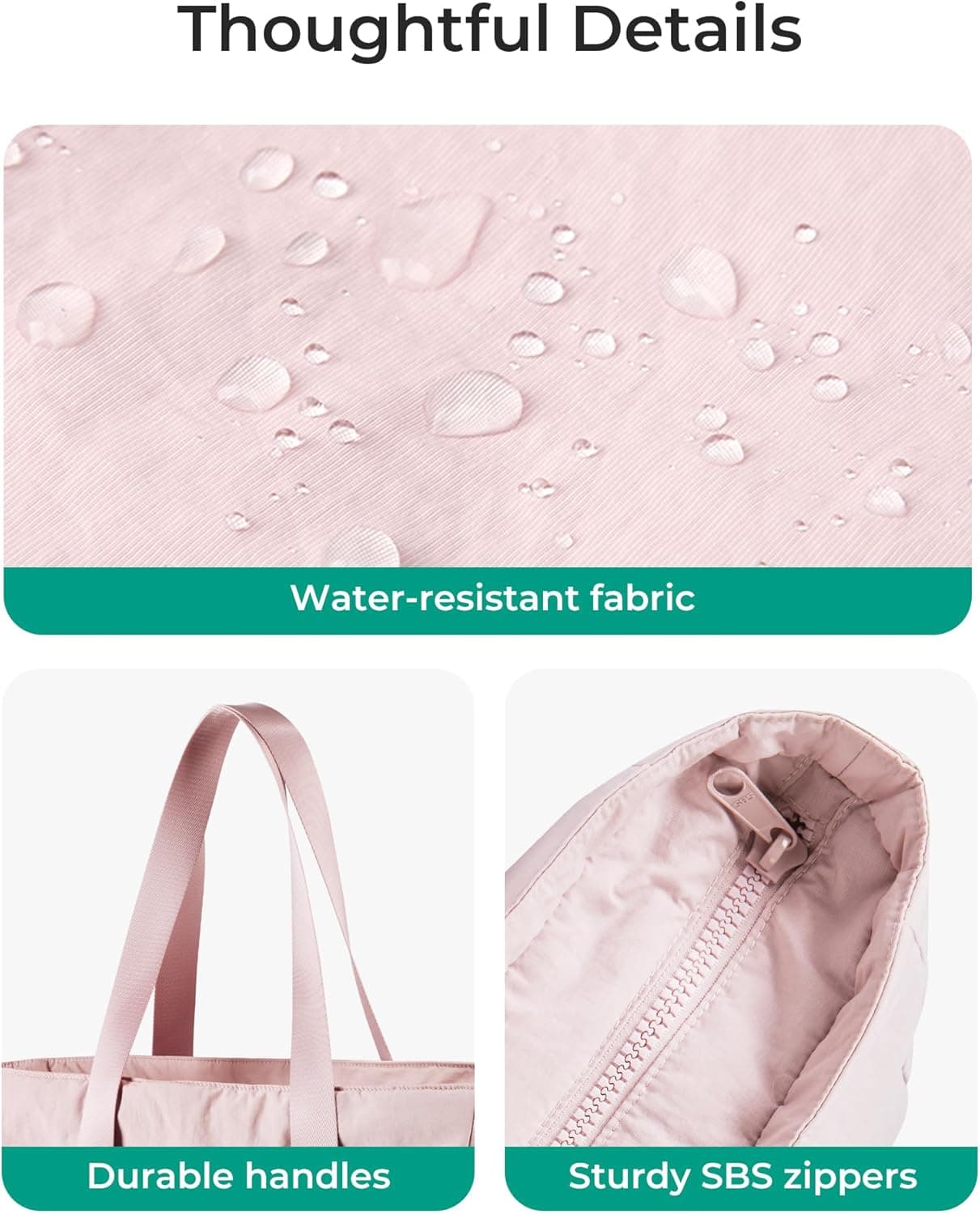 BAGSMART Tote Bag for Women, Tote Bag with Zipper Work Tote with Compartments Nurse Shoulder Hanbag for Travel, Gym Small B-pink-24l-fits 15.6" Laptop - Image 7