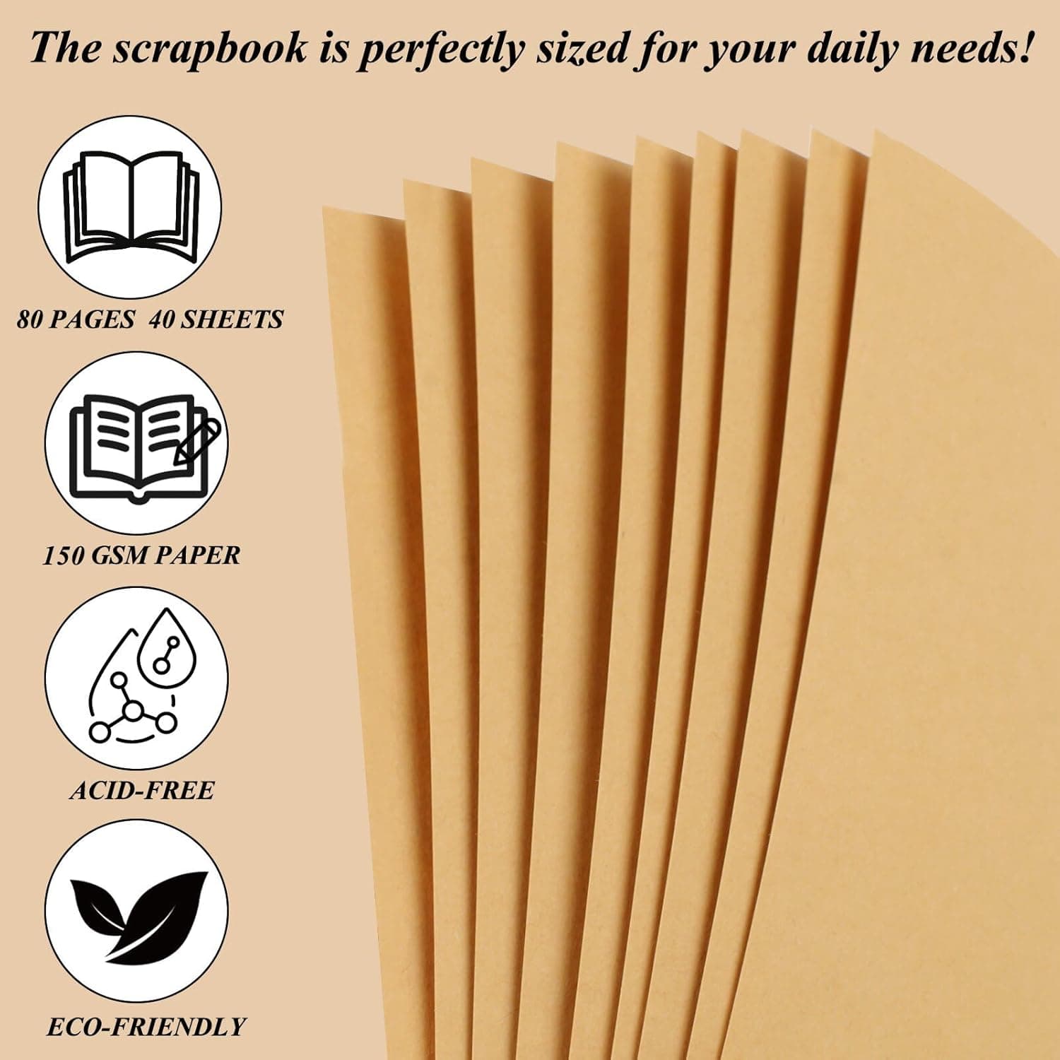 Joyberg Scrapbook 80 Pages, Scrapbooking Supplies 8 x 8 In, Scrapbook Album Suitable for Album Memory Book Wedding, Anniversary Family, DIY Craft Projects (Brown) 8 x 8 Inch Brown - Image 6