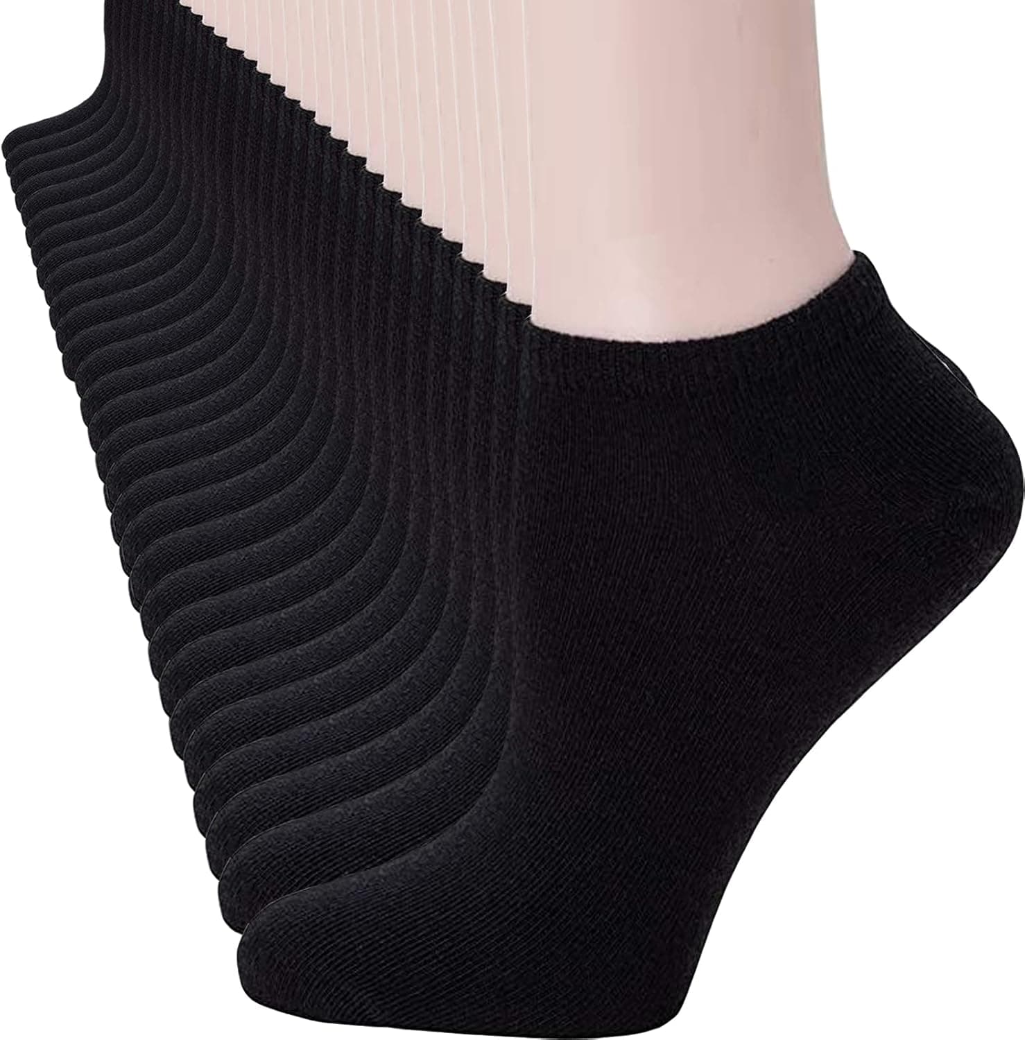 14 Pairs Low Cut Ankle Socks for Men/Women Thin Athletic Sock Pack Socks 5-10 Black - Image 2