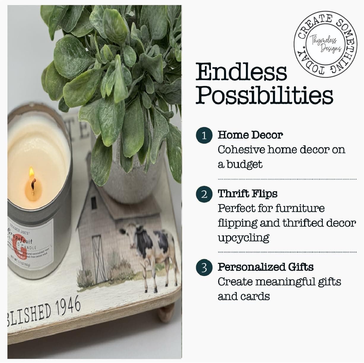 Rub on Transfers for Crafts and Furniture | 3 Design Sheets 6”x 12” | Home Decor Transfers | Furniture and Craft Decals | by Thymeless Designs (Farmhouse) - Image 7