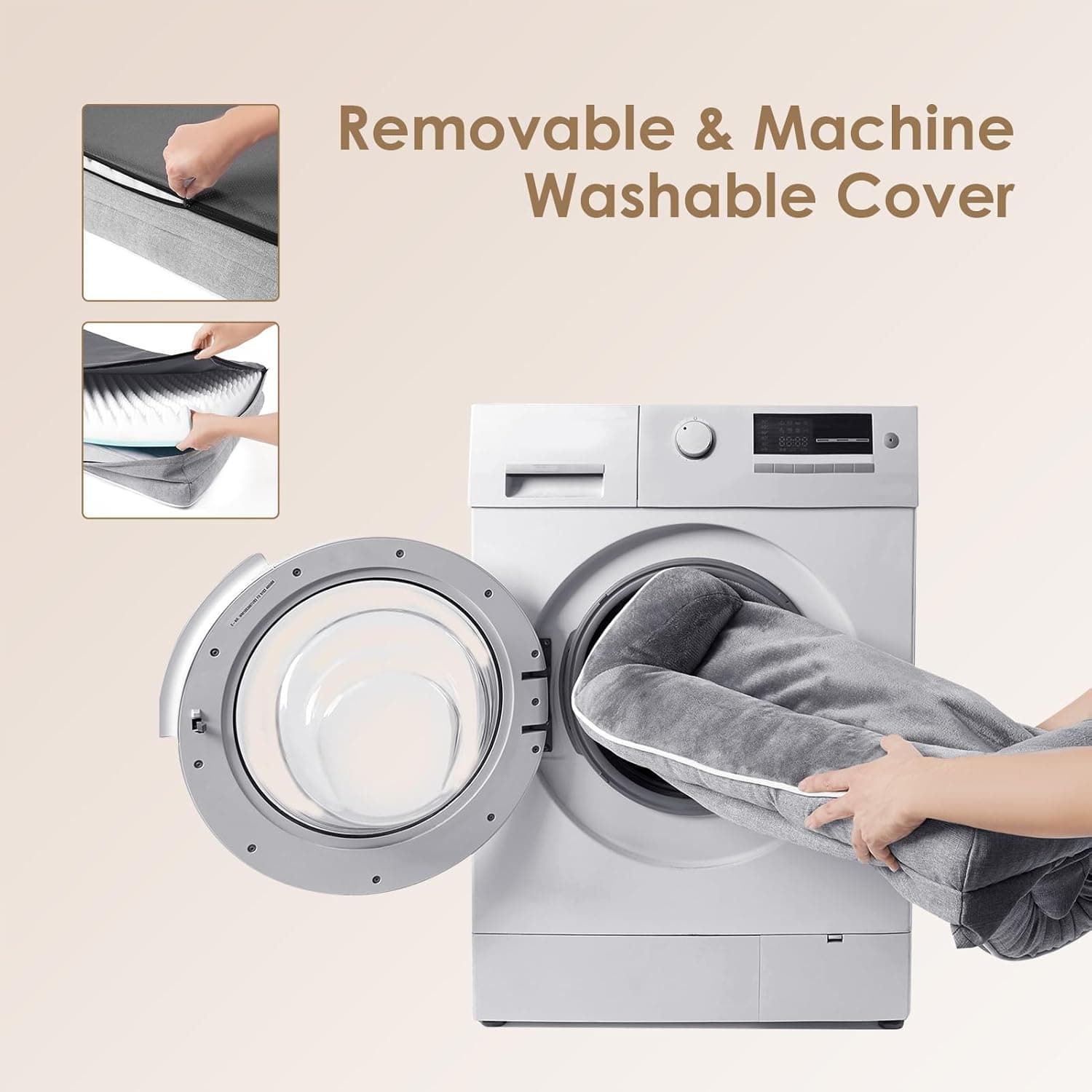 EHEYCIGA Orthopedic Dog Beds for Extra Large Dogs 44x32Inch, Waterproof Memory Foam XL Pet Bed with Sides, Non-Slip and Egg-Crate Foam Big Dog Couch Bed with Washable Removable Cover, Grey 44.0"L x 32.0"W x 6.5"Th Grey - Image 7