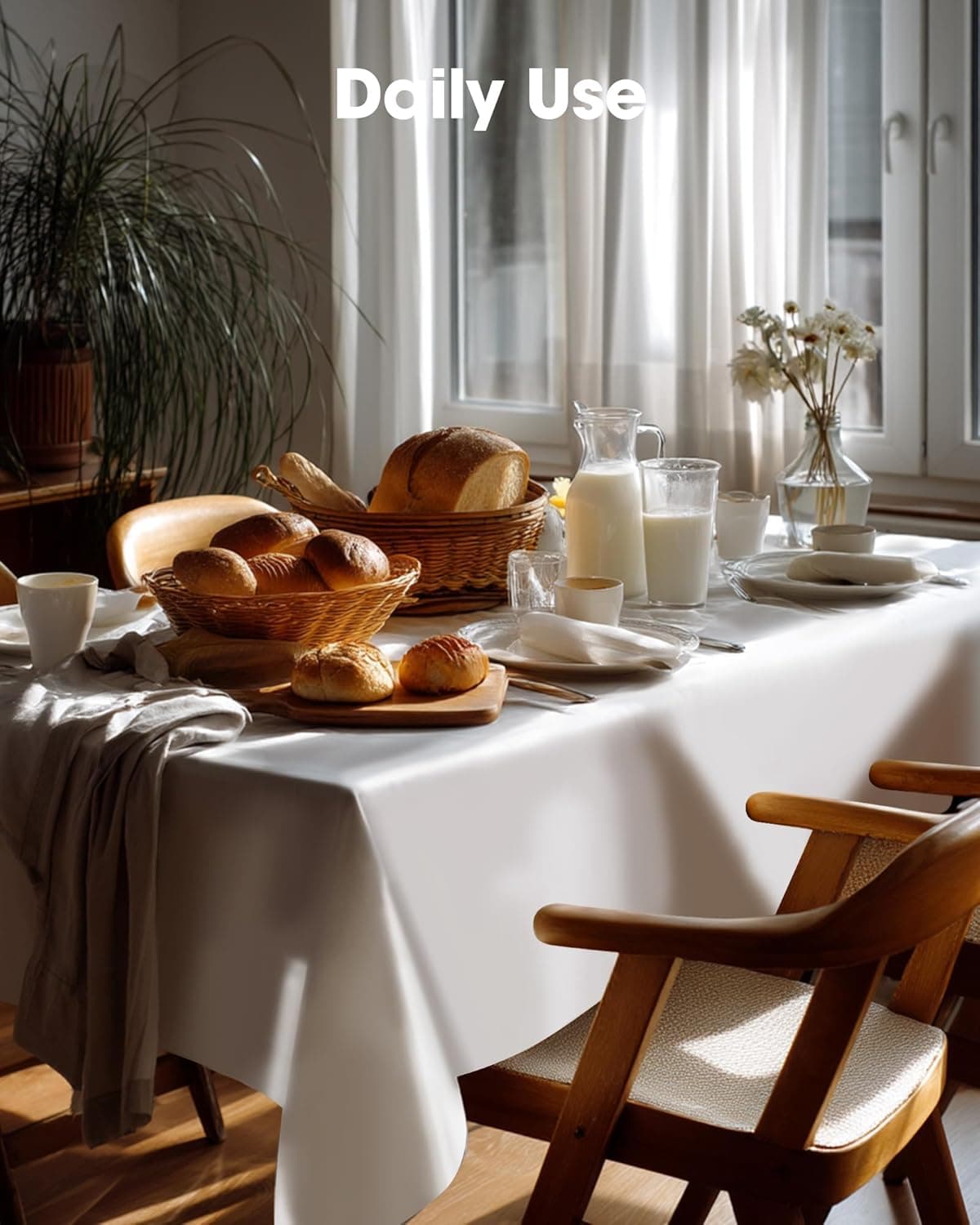 Pureegg 塑料桌布一次性 10 包，54 x 108 英寸桌布，派对，野餐，婚礼，装饰桌布，长方形，白色塑料覆盖，防漏 & 结实，白色 54" X 108" 长方形 - Image 10