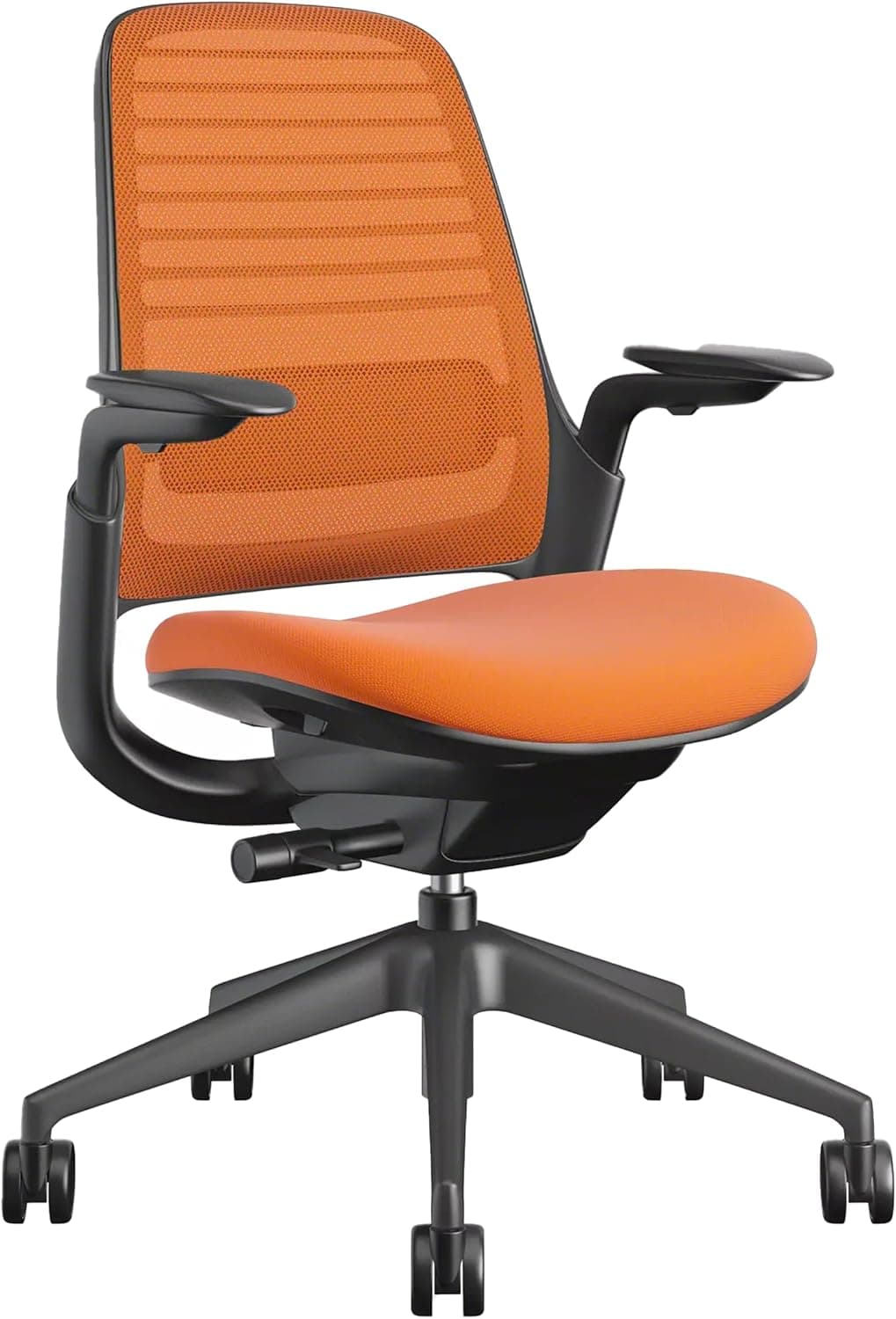 Steelcase Series 1 Office Chair - Ergonomic Work Chair with Wheels for Hard Flooring - Helps Support Productivity - Weight-Activated Controls, Back & Arm Support - Easy Assembly - Tangerine Tangerine Hard Floor Casters Chair - Image 2