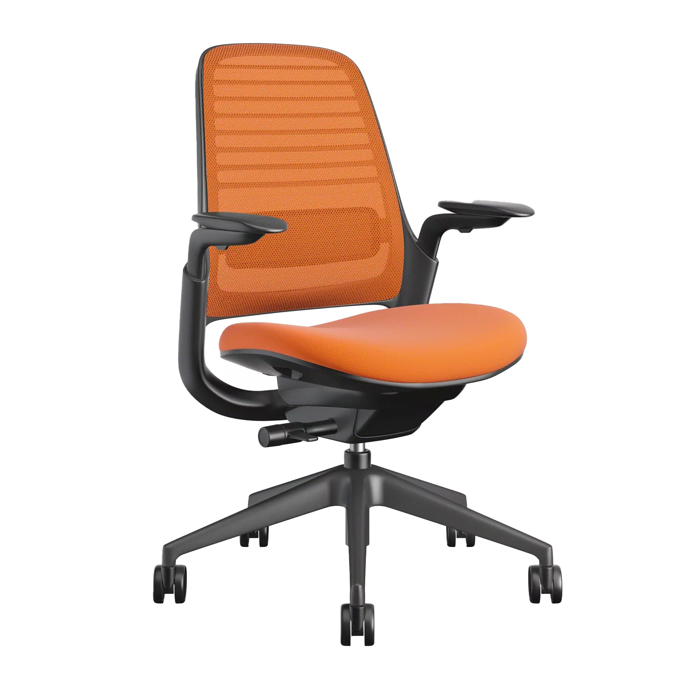 Steelcase Series 1 Office Chair - Ergonomic Work Chair with Wheels for Hard Flooring - Helps Support Productivity - Weight-Activated Controls, Back & Arm Support - Easy Assembly - Tangerine Tangerine Hard Floor Casters Chair