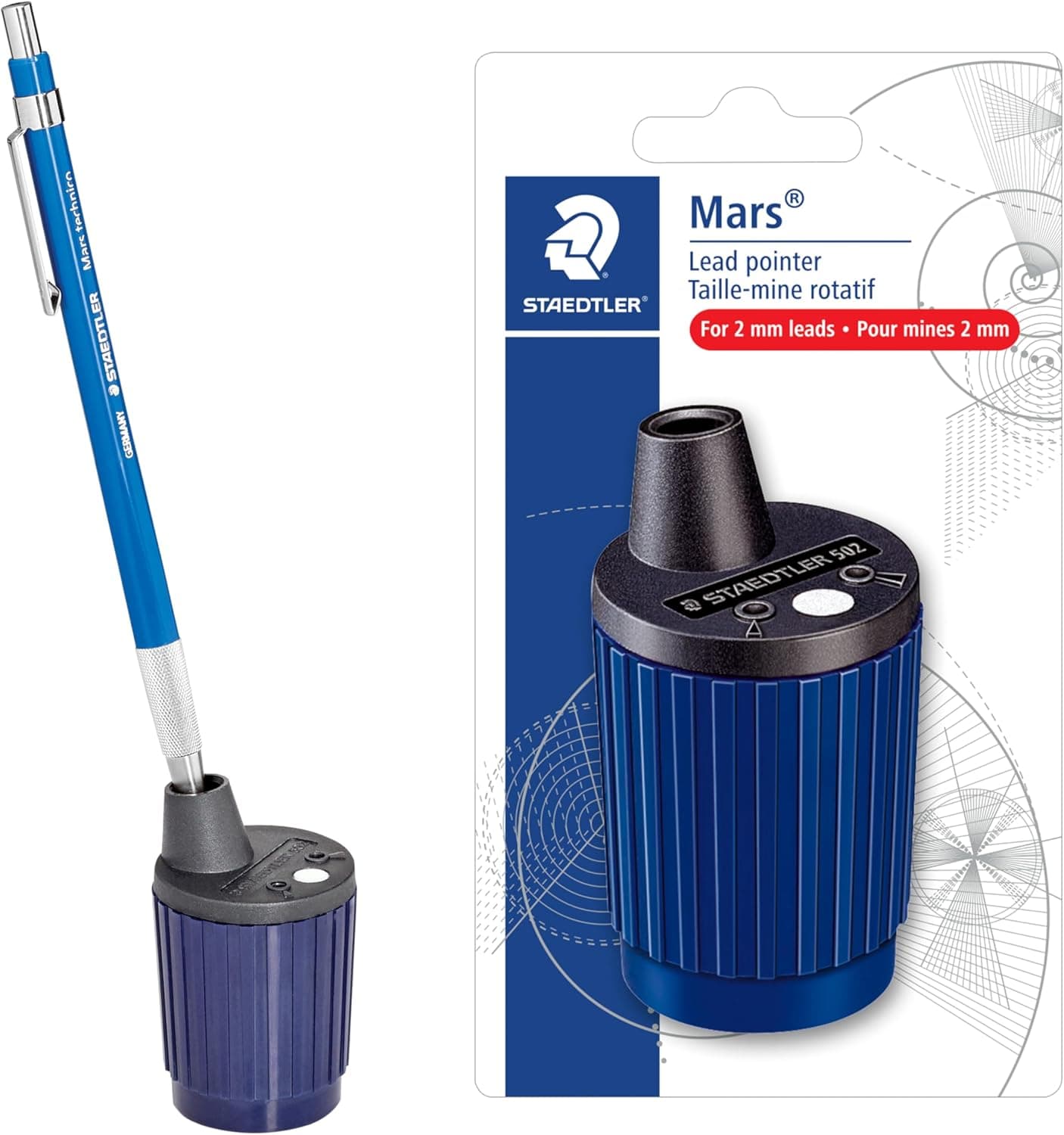 STAEDTLER Mars Lead Pointer - Precision Mechanical Pencil Sharpener with Auto-Stop for 2mm Pencils - Rotary Action with Dust Wiper & Adjustable Cone 1 Pack - Image 2