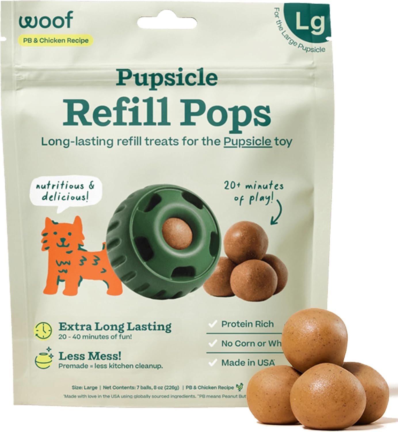 WOOF Pupsicle Chicken Refill Pops, Delicious Long Lasting Dog Treats, Wholesome Ingredients, Pre-Made Large Pupsicle Refills Pops- For Dogs 25 - 75 lbs - 7 count Chicken Large 7 Count - Image 2