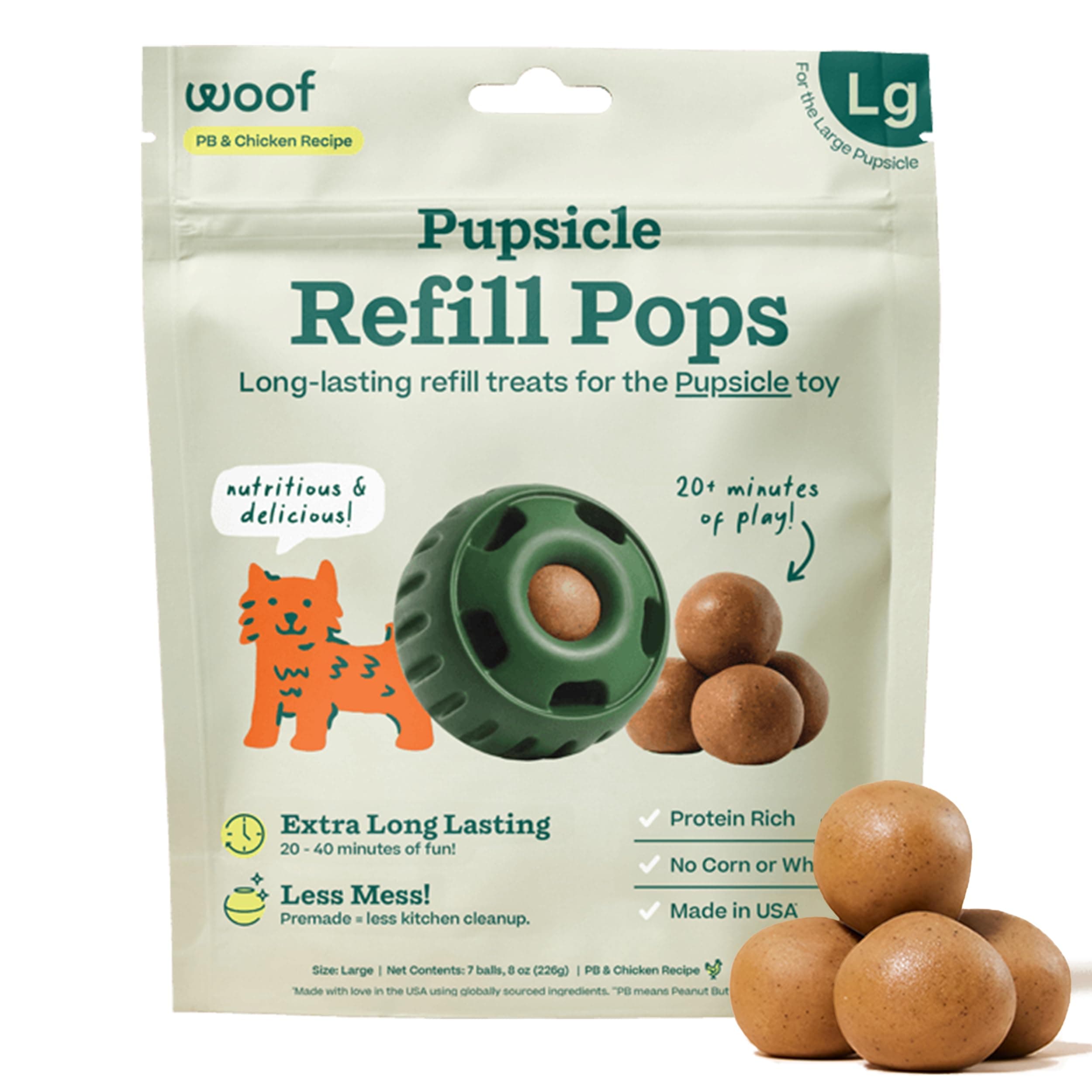 WOOF Pupsicle Chicken Refill Pops, Delicious Long Lasting Dog Treats, Wholesome Ingredients, Pre-Made Large Pupsicle Refills Pops- For Dogs 25 - 75 lbs - 7 count Chicken Large 7 Count