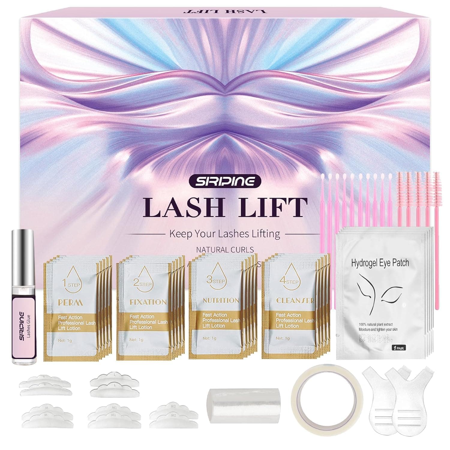 Lash Lift Kit, Eyelash Perm Kit, 5 Sets Lash Perm Kit Eyelash Lift Kit, Eyebrow Lamination Madaling Gamitin para sa Mga Nagsisimula, Propesyonal na Eyelash Curling Lash Extension Set, Home Achieve Semi-Permanent Curling