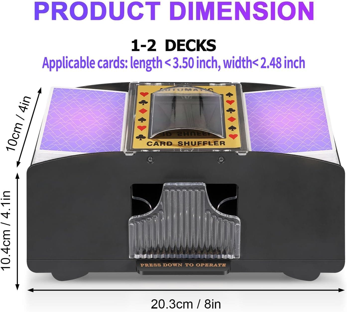 Automatic Card Shuffler 2/1/4/6 Deck,Battery-Operated Electric UNO Poker Shuffler,Playing Card Shuffler for Home Card Game,Travel 1-2 Decks - Image 4