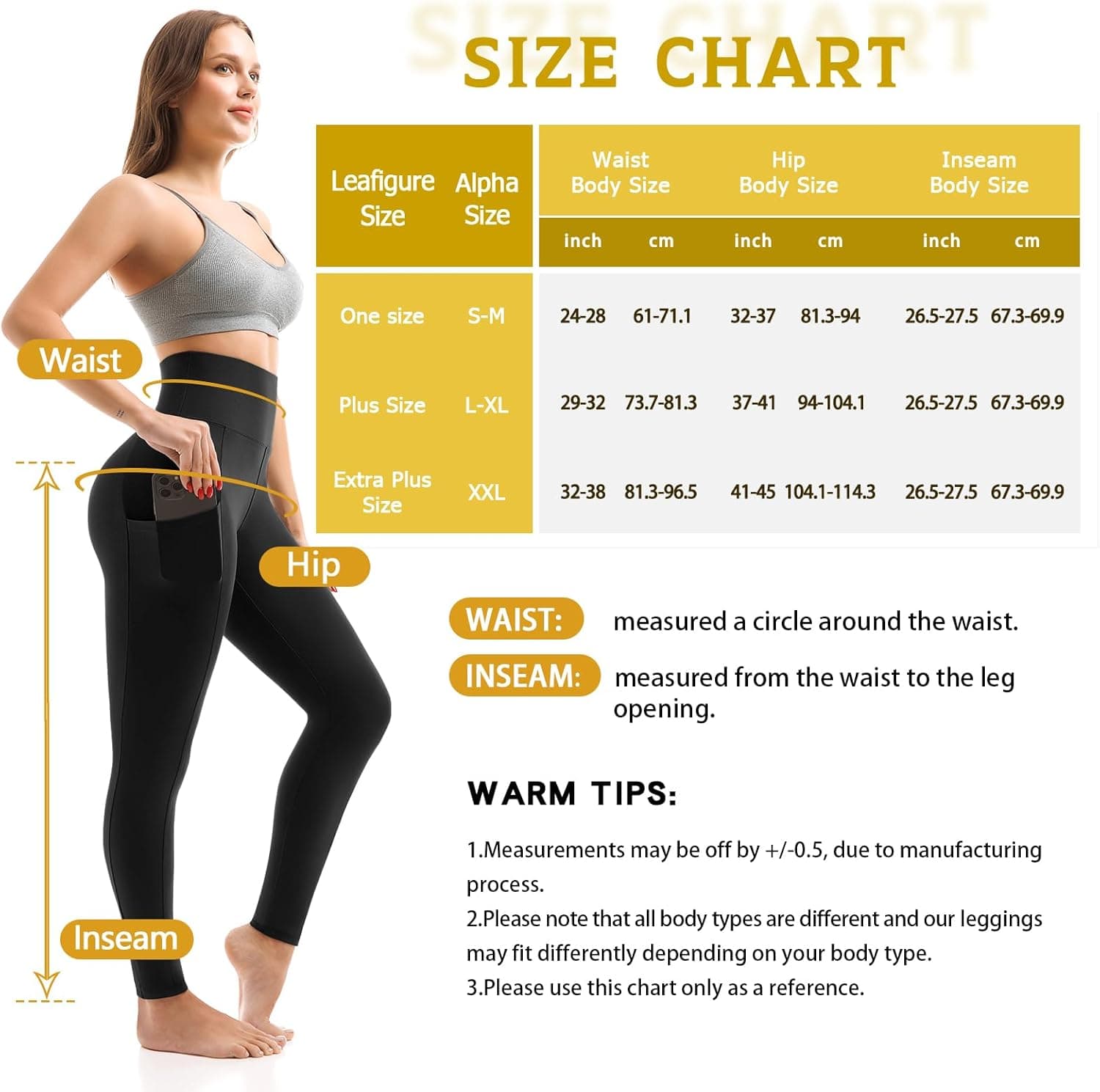 Walifrey Leggings with Pockets for Women, High Waisted Buttery Soft Womens Leggings for Gym Yoga Workout Large-X-Large Black - Image 7