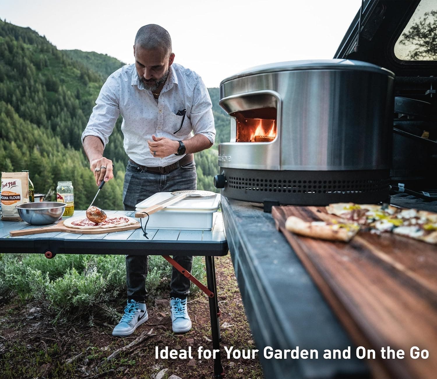 Solo Stove Pi Prime 21" x 16" Stainless Steel Propane Outdoor Pizza Oven Bundle with IR Thermometer, Stainless Peel & Shelter – 12" Panoramic Opening, Demi-Dome Heating, 90-Second Artisan Pizzas Pi Prime Bundle - Image 8