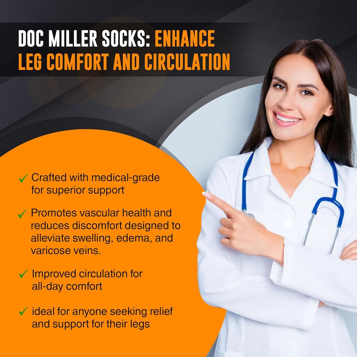 Doc Miller Thigh High Open Toe Compression Stockings 15-20mmHg for Varicose Veins, Pregnancy Support Open Toe Thigh High Compression Socks for Women and Men X-Large Black - Image 7