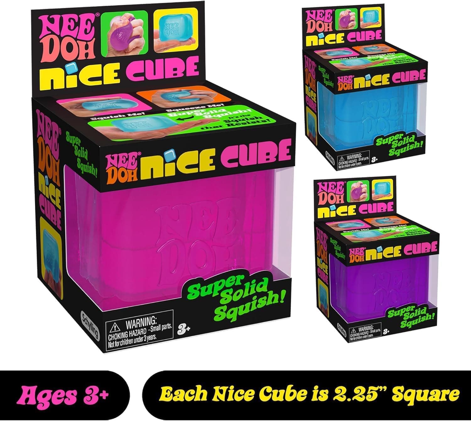 Schylling NeeDoh Nice Cube -Sensory Squeeze Toy with Super Solid Squish - 2.25" Cube Blue - Image 3