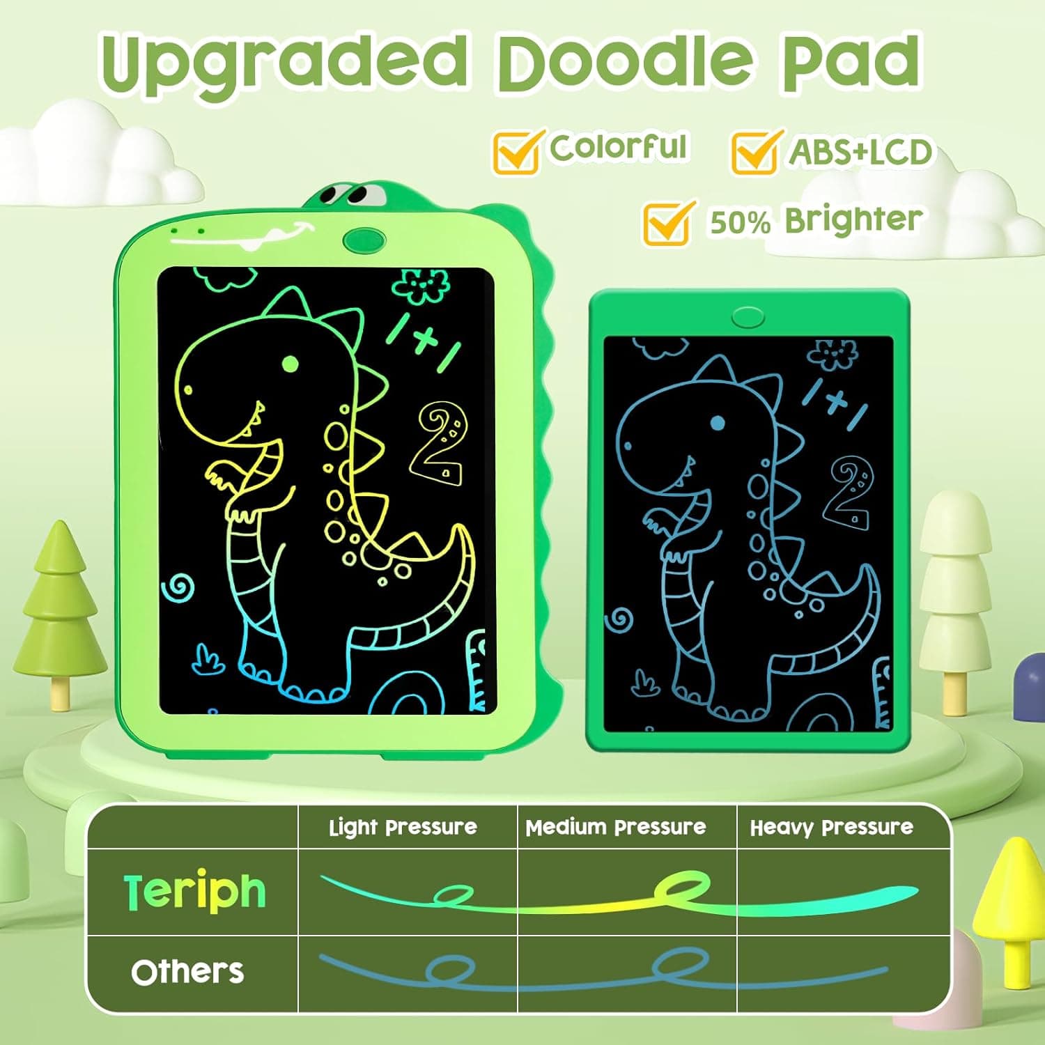LCD Writing Tablet for Kids, Colorful Toddlers Toys Drawing Board, Educational Kid Toys, Doodle Pad Dinosaur Toys for 3 4 5 6 7 8 Year Old Boys Girls Birthday Party Christmas Gifts,8.5inch Green Green - Image 8