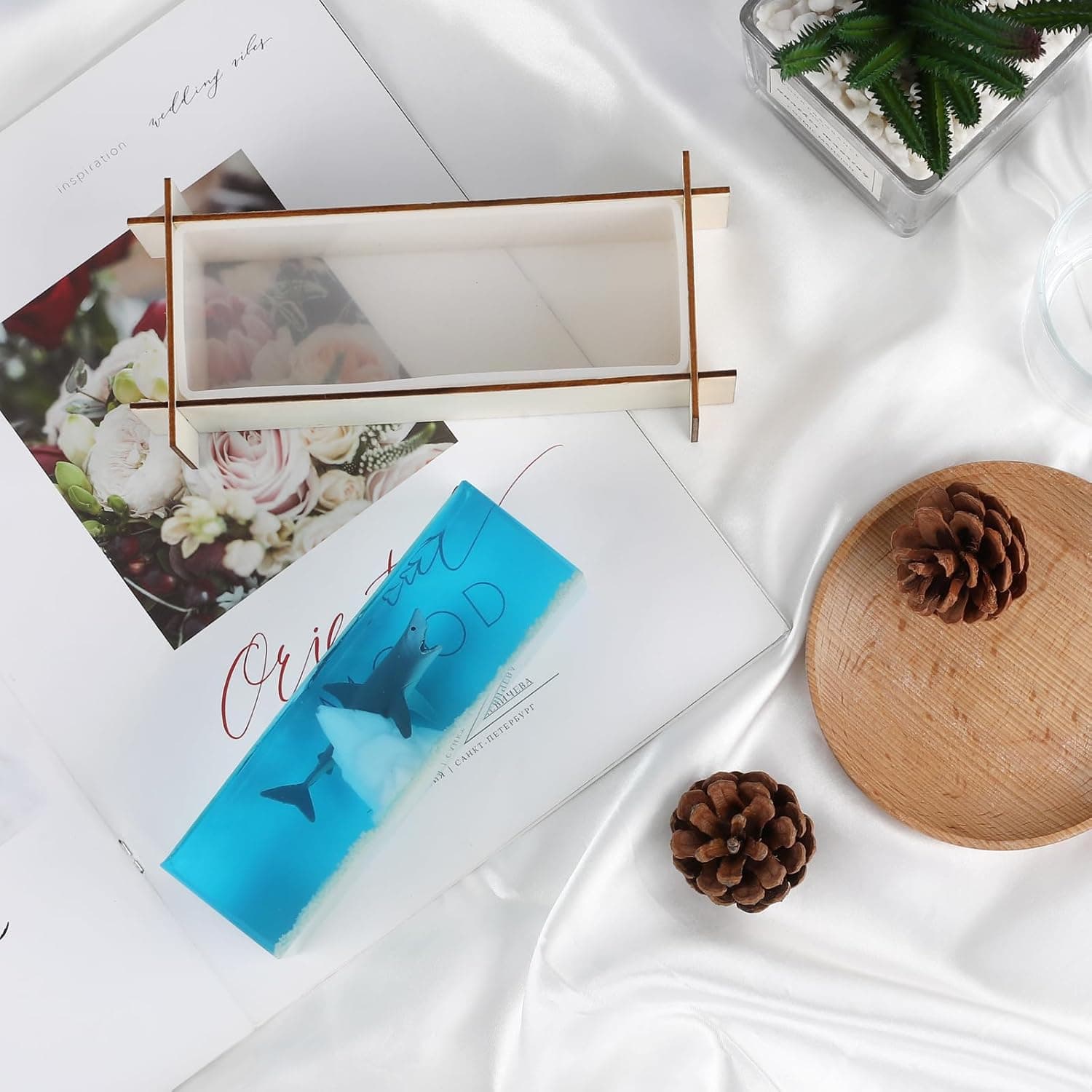 Large Resin Molds, Rectangle Silicone Molds for Epoxy Resin, 5 PCS Cuboid Resin Moulds with Wooden Support, Deep Casting Molds for Preserving Flowers, Insect Specimens, DIY Gifts, Furniture Decoration Rectangle Resin Molds - Image 8