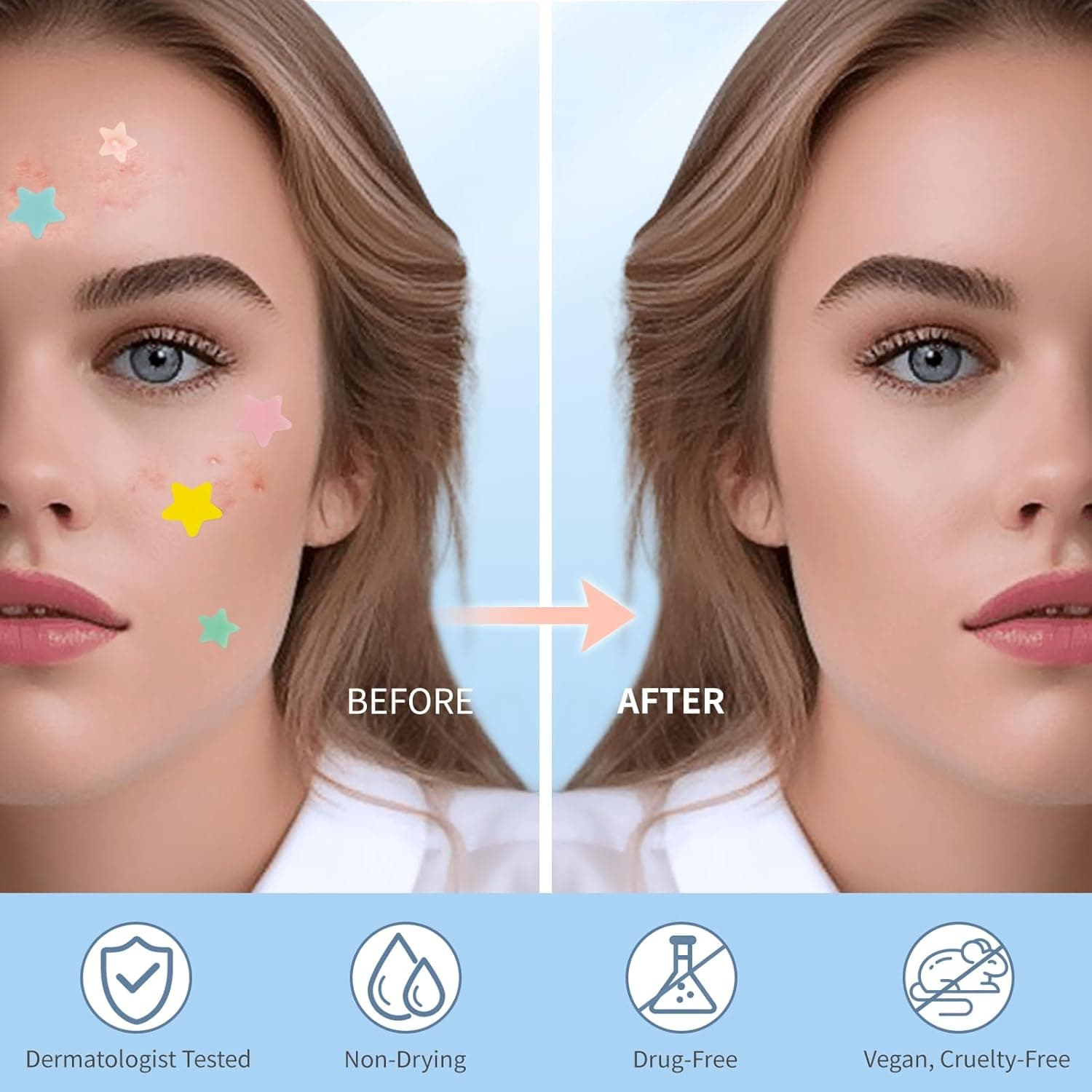Pimple Patches for Face, Hydrocolloid Acne Patches, Cute Star Zit Covers, Colorful Spot Stickers with Tea Tree, Salicylic Acid & Cica Oil| 3 Sizes (10mm, 12mm & 14mm) |200 Count 200 Count (Pack of 1) - Image 5