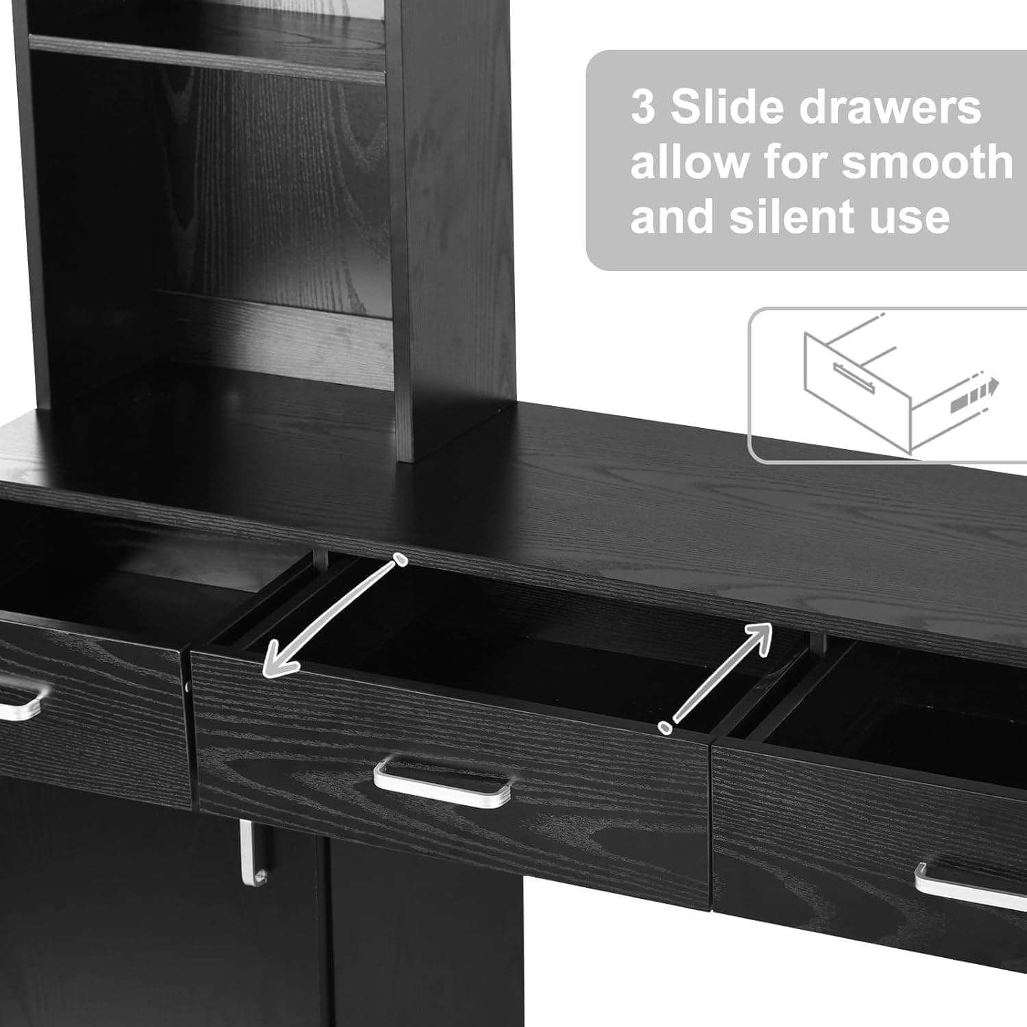 4ever2buy Barber Station for Hair Stylist, Salon Wall Station with Barber Cabinet, Hair Stations Equipment Hair Dryer Holder, Drawers, Wall Mount Barber Beauty Station, Mirror not Included, Black - Image 9