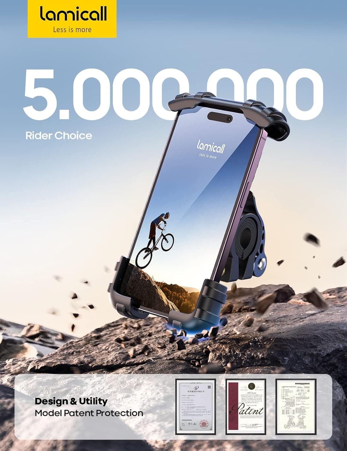 Lamicall Bike Phone Holder, Motorcycle Mount - Motorcycle Phone Holder, Handlebar Cell Phone Clamp, Scooter Phone Clip for iPhone Air 17 Pro Max, 16 15 Pro Max Plus, S20, More 4.7 to 6.8" Smartphones Black - Image 8