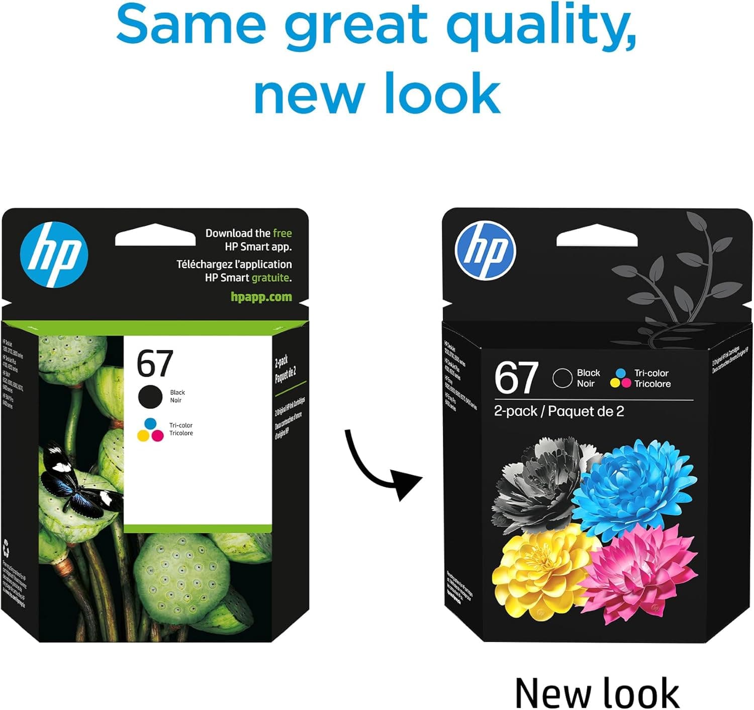 HP 67 Black/Tri-Color Ink Cartridges (2 Count - Pack of 1) | Works with DeskJet 1255, 2700, 4100, Envy 6000, 6400 | Instant Ink Eligible | 3YP29AN | Packaging May Vary - Image 3
