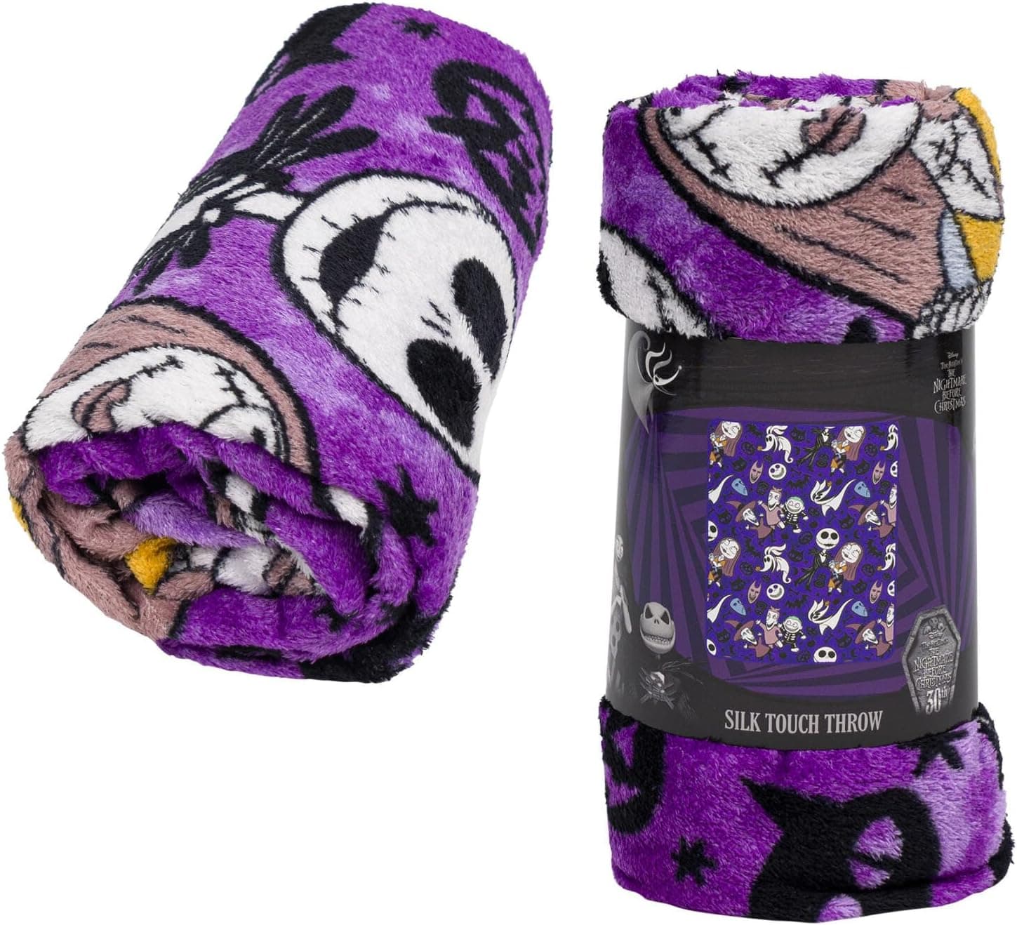 Northwest Disney Nightmare Before Christmas Silk Throw Blanket 40"" x 50"", Single, Purple, 91979 - Image 2