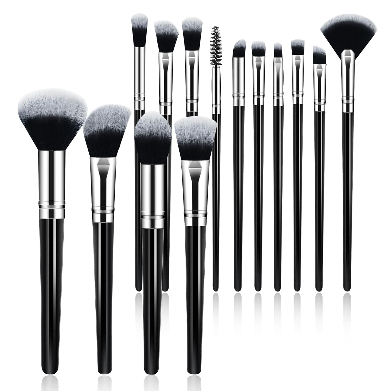 Makeup Brush Set, Premium Synthetic 14 Pcs Makeup Brushes, Travel Makeup Brush Set for Foundation, Concealer, Blush and Eyeshadow Brush(Black) - Image 2