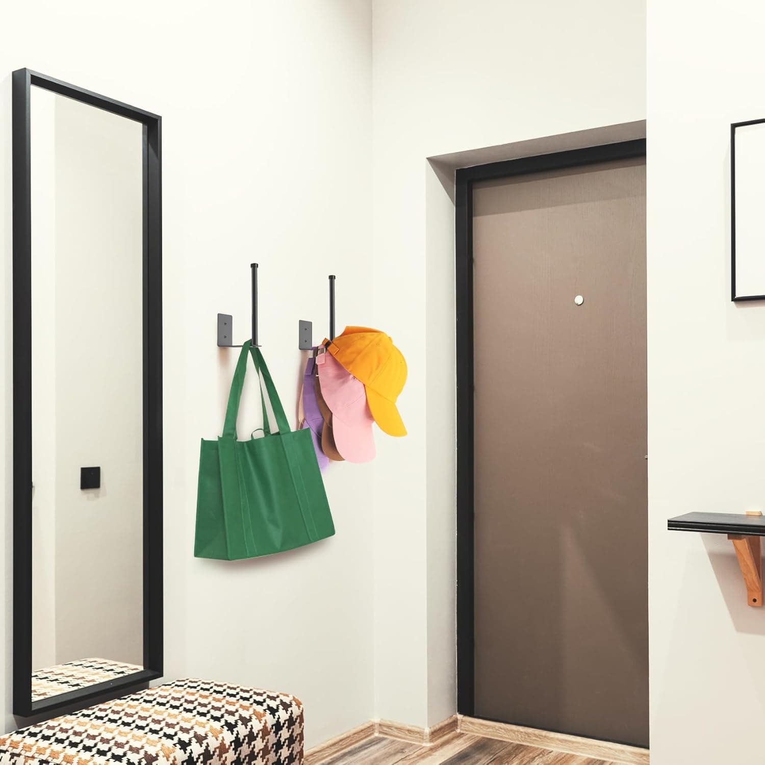 2 Pack Hat Racks for Baseball Caps, Stainless Steel Hat Organizer for Baseball Cap, Hat Holder Storage Organizer, Hat Hanger Strong Adhesive/Wall Drilled for Door, Bedroom, Closet(Black 6 in) Black 2 Pack 6 in - Image 9