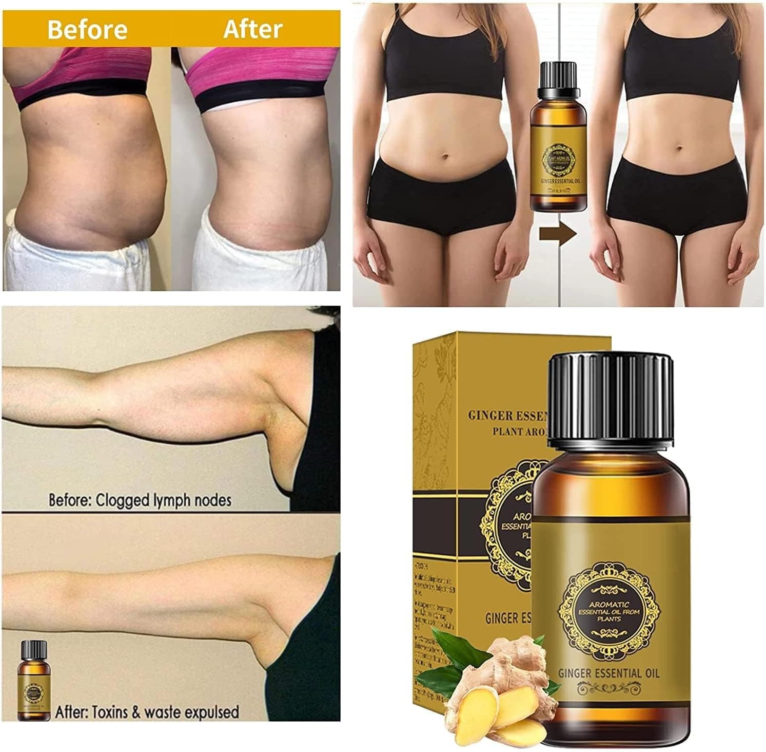 10 Pack Belly Drainage Ginger Oil, Ginger Oil Lymphatic Drainage Massage Oil, Natural Lymphatic Drainage Ginger Oil,Ginger Massage Oil,Plant Aroma Oil, Natural Ginger Essential Oil - Image 3