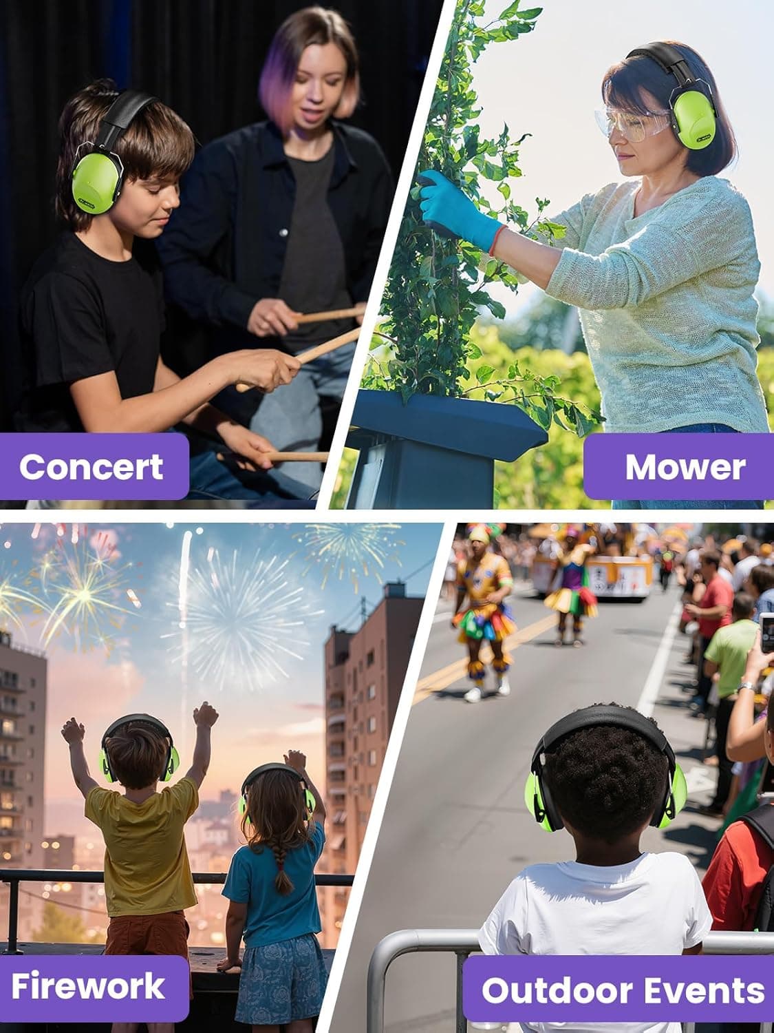 Ear Muffs for Noise Reduction: 27.4SNR Noise Cancelling Headphones for Kids Adults, EM100 Adjustable Hearing Protection Earmuffs for Monster Jam, Autism Sensory, Concerts, Fireworks Green - Image 10