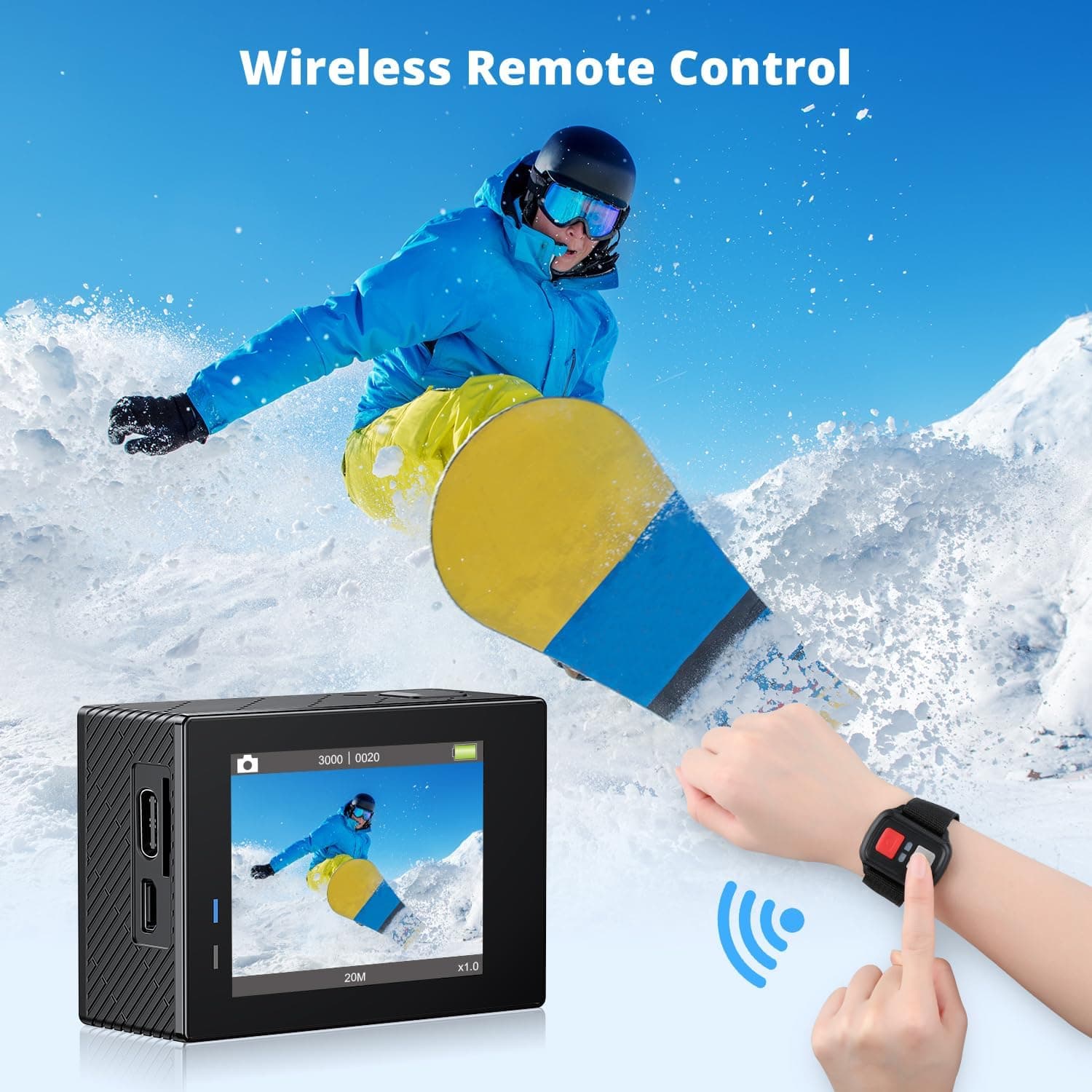 AKASO Brave 4 4K30fps 20MP WiFi Action Camera Ultra Hd with EIS 131ft Waterproof Camera Remote Control 5xZoom Underwater Camcorder with 2 Batteries and Bicycle Helmet Accessories Kit - Image 6