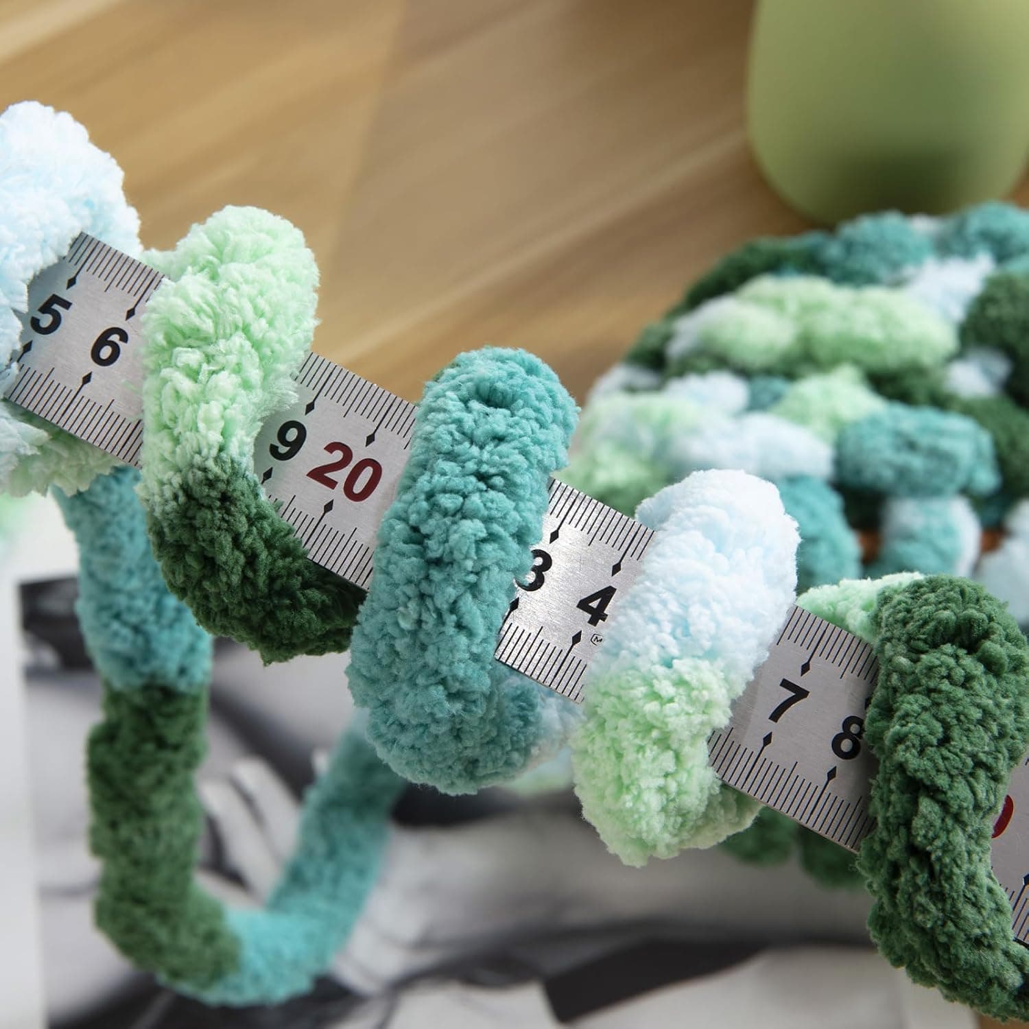 HOMBYS 8 Pack Giant Chunky Yarn for Crocheting,Super Bulky Large Soft Fluffy Yarn,Tie Dye Plush Fuzzy Yarn,Mixed Color Thick Chenille Yarn for Hand Knitting/Arm Knitting (Mint, Teal, Green) Mint,Teal,Green 8 Pack - Image 4