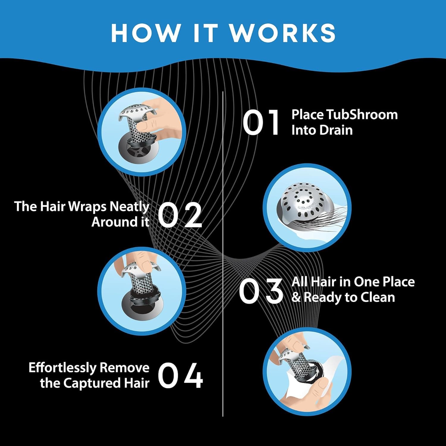 TubShroom Ultra Revolutionary Bath Tub Drain Protector Hair Catcher/Strainer/Snare Stainless Steel, Single Pack Stainless Single - Image 8