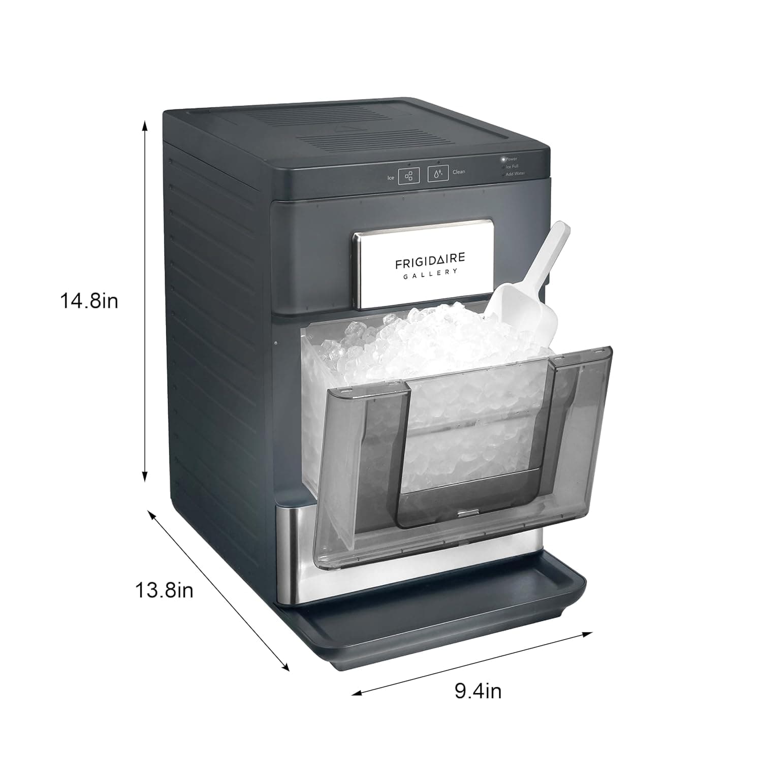 Frigidaire Gallery, 33 Lbs. Countertop Ice Maker, Nugget Shaped Ice, Stainless Steel Trim (Black) - Image 6