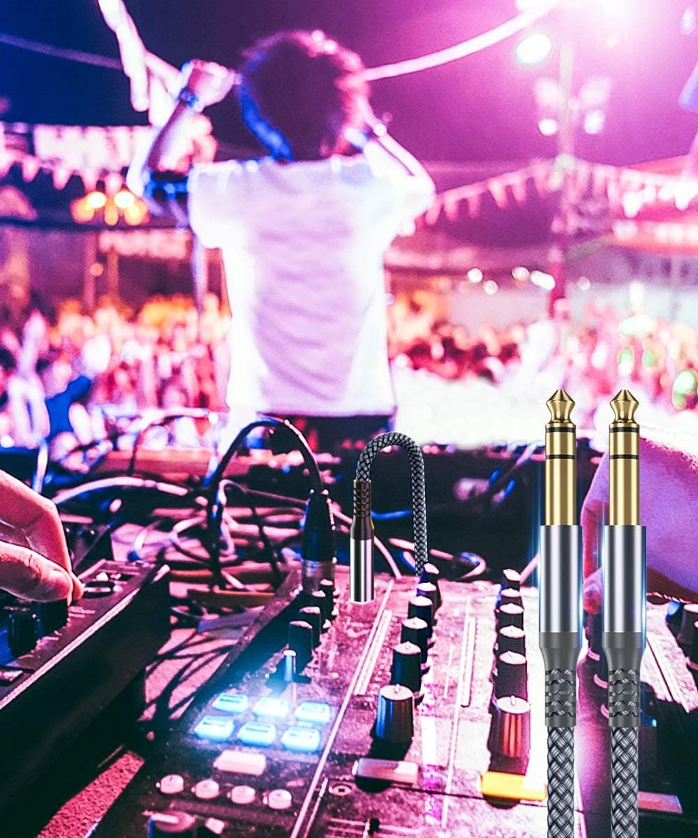 Elebase 1/4 Inch TRS Instrument Guitar Cable 10ft 2Pack,Straight 6.35mm Guitar Bass AMP Cord,Quarter Inch 6.3mm Male Jack Stereo Audio Balanced Line for Electric Guitar,Bass,Keyboard,Amplifier,Speaker 10 ft Grey - Image 8