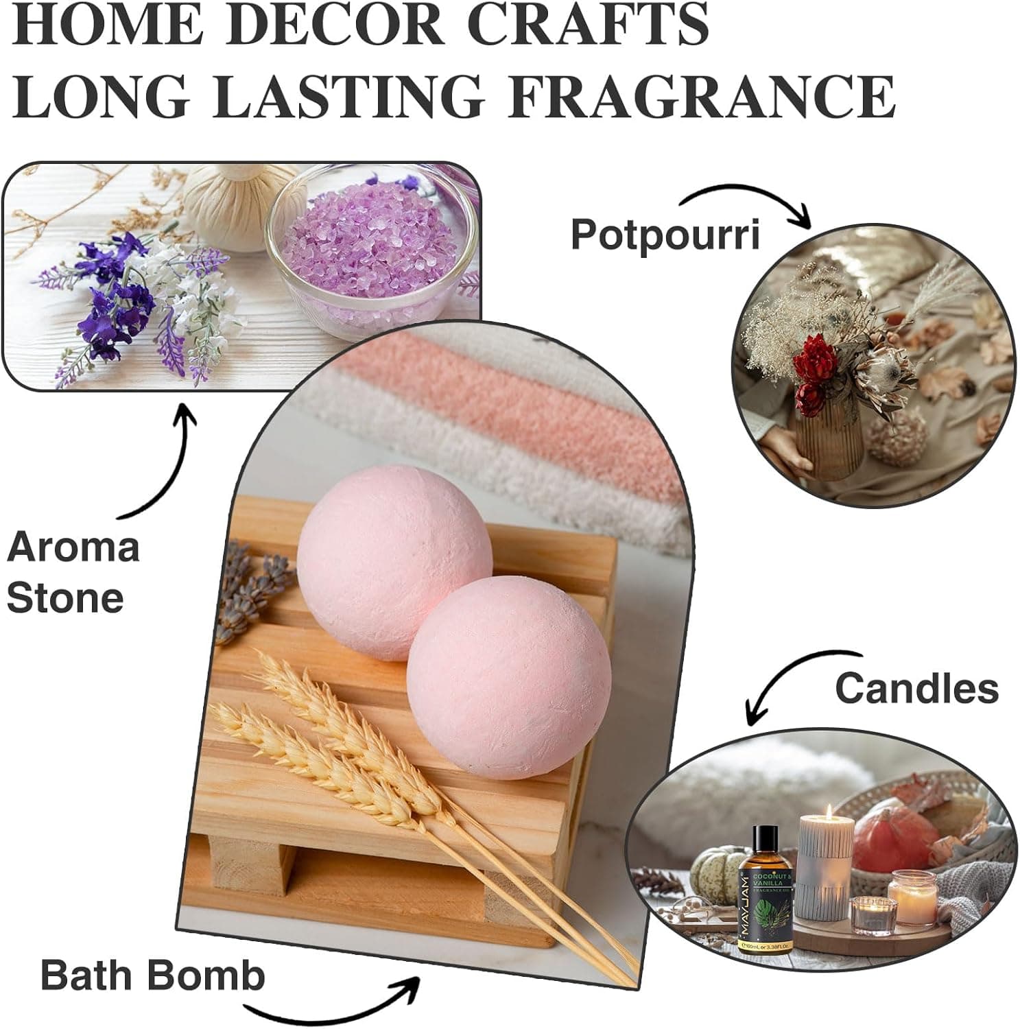 MAYJAM 100ML/3.38FL.OZ Coconut & Vanilla Fragrance Oils with Glass Dropper, Essential Oils for Diffusers for Home, Long Lasting Scented Oils for Diffusers Soap Candle Making Coconut & Vanilla 3.38 Fl Oz (Pack of 1) - Image 7