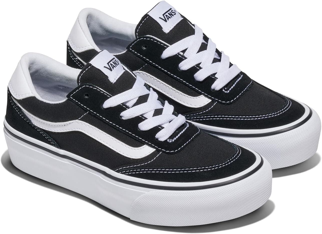 Vans Womens Brooklyn Ls Platform Shoe | Chunky Low-top Sneakers for Fashion, Work & Casual Wear 8 Suede/Canvas Black/White - Image 7