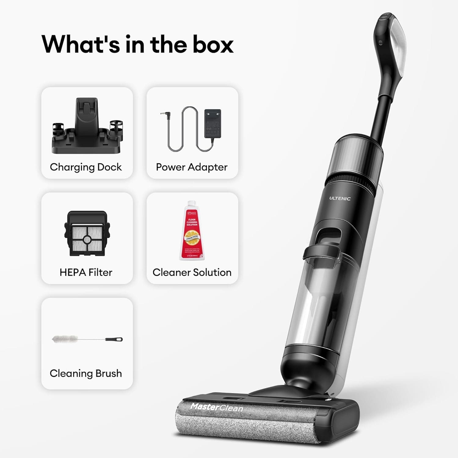 Ultenic Wet Dry Vacuum Cleaner, Cordless Vacuum Mop Combo with Self-Cleaning, 50min Runtime, Smart Mess Detection, Edge Cleaning, LED Display, 3-in-1 Floor Cleaner Machine for Hard Floor, AC1 Elite - Image 10