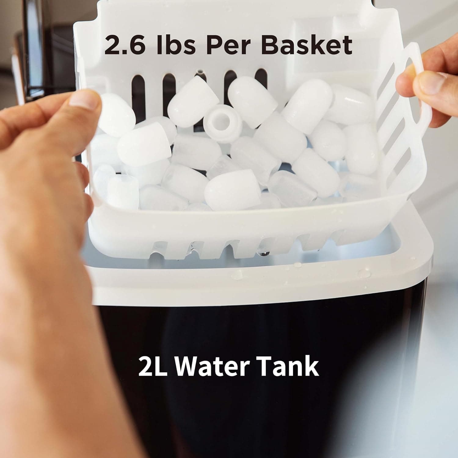 Silonn Countertop Ice Maker Machine - Auto-Cleaning Portable Ice Maker, 26lbs in 24Hrs, 2 Sizes of Bullet Ice for Home Kitchen Office Bar Party, Black - Image 4