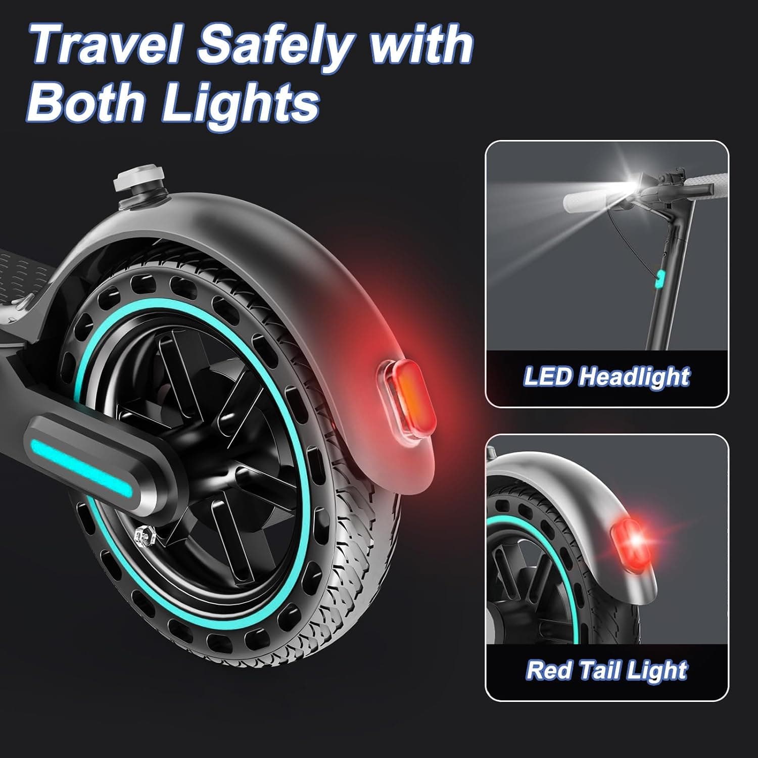 Electric Scooter Adult, 19/25 MPH Max Speed, 15-28 Miles Long Range, Foldable E Scooter with 8.5"/10" Tires, 350W/500W/600W Motor, Commuting Scooters with Dual Brakes 350W-7.8AH-15Miles-Blue - Image 7